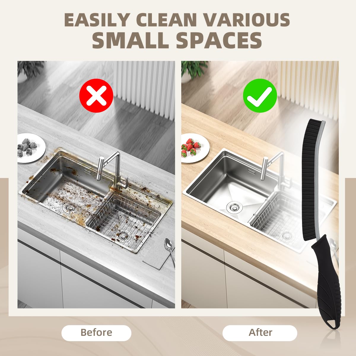 Sxhyf Hard Bristle Crevice Cleaning Brush - Multifunctional Gap Cleaning Brush, Bathroom Cleaning Tools, Grout Brush, Crevice Cl