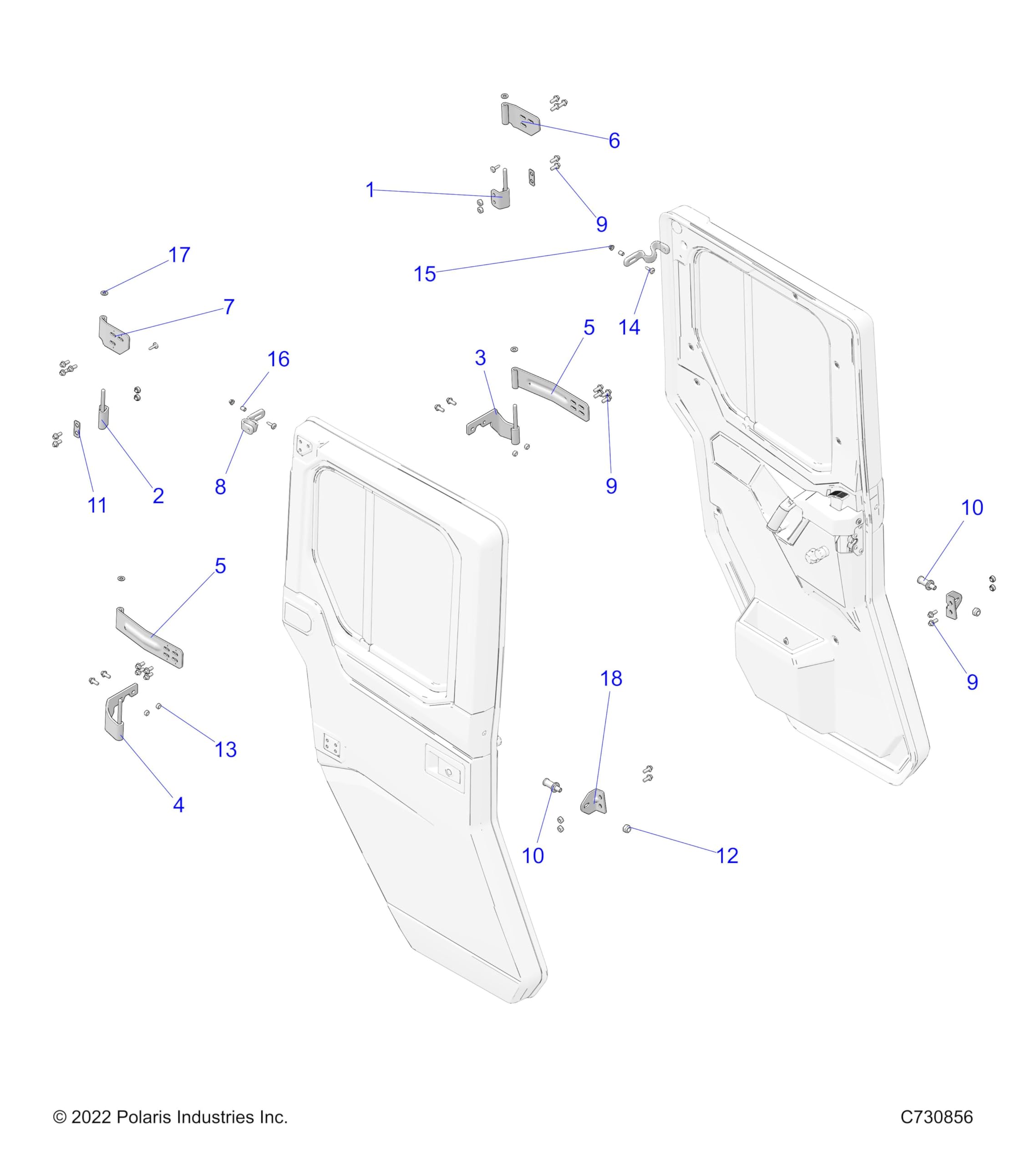 Polaris Ranger Hinge Service Hardware Kit, Genuine Oem Part 2207709, Qty 1