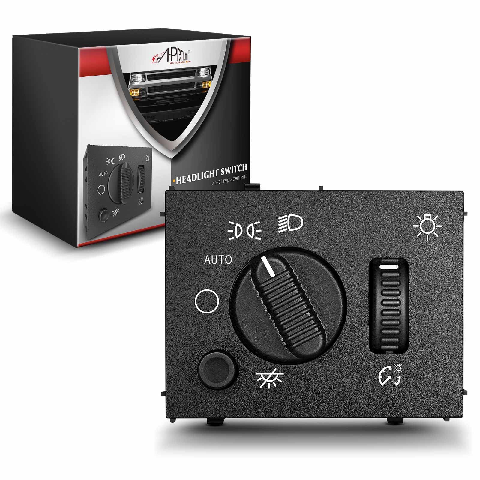 A-Premium Headlight Switch Headlamp Dimmer Switch White LED Light Compatible with Chevy Silverado 03-07 Suburban Tahoe Avalanche