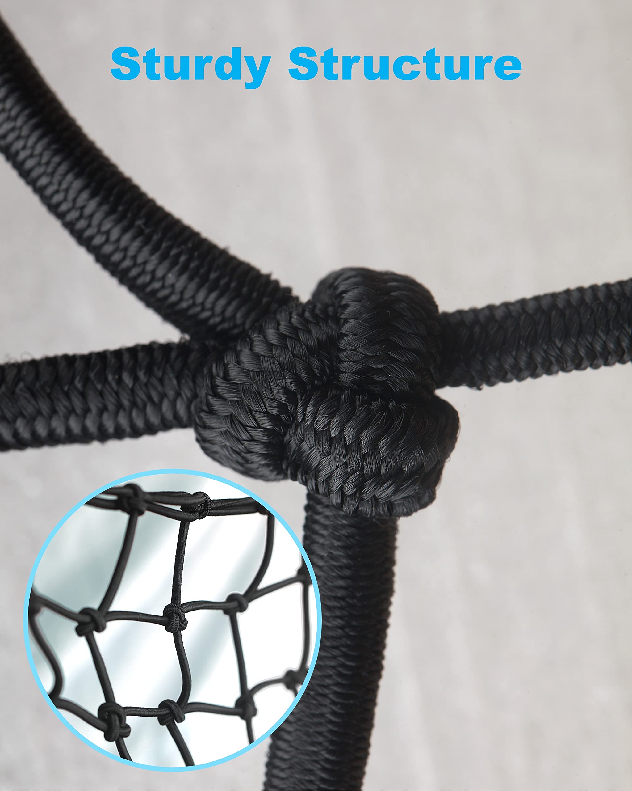 2 Pack Black Cargo Nets, Heavy Duty Latex 17''X17'' Bungee Net Stretches To 34''X34'', Gear Helmet Luggage Net With Tight 2.3''X