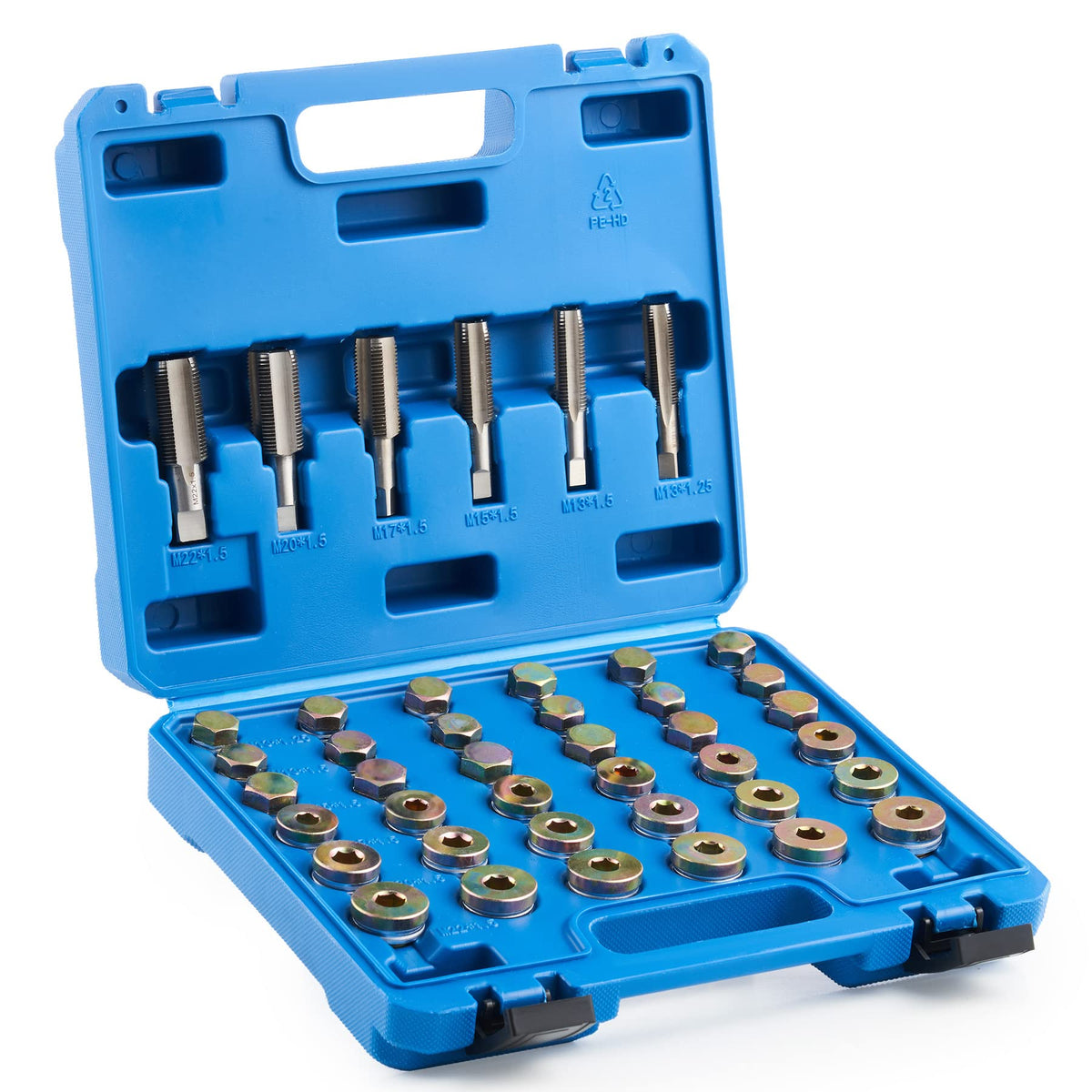 Orion Motor Tech 150pc Oil Drain Plug Repair Kit, Metric Oil Drain Pan Thread Repair Kit with Crush Washers Thread Taps Drain Pl
