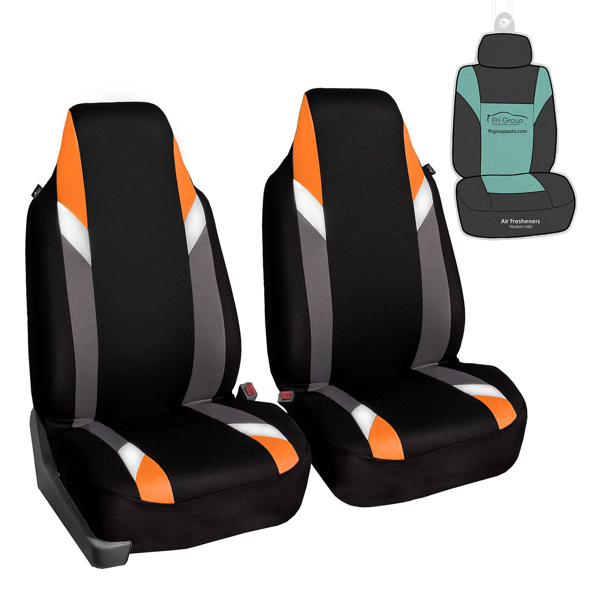 FH Group Premium Modernistic Seat Covers Pair Set, Airbag Compatible-Universal Fit for Cars Trucks and SUVs (Orange)