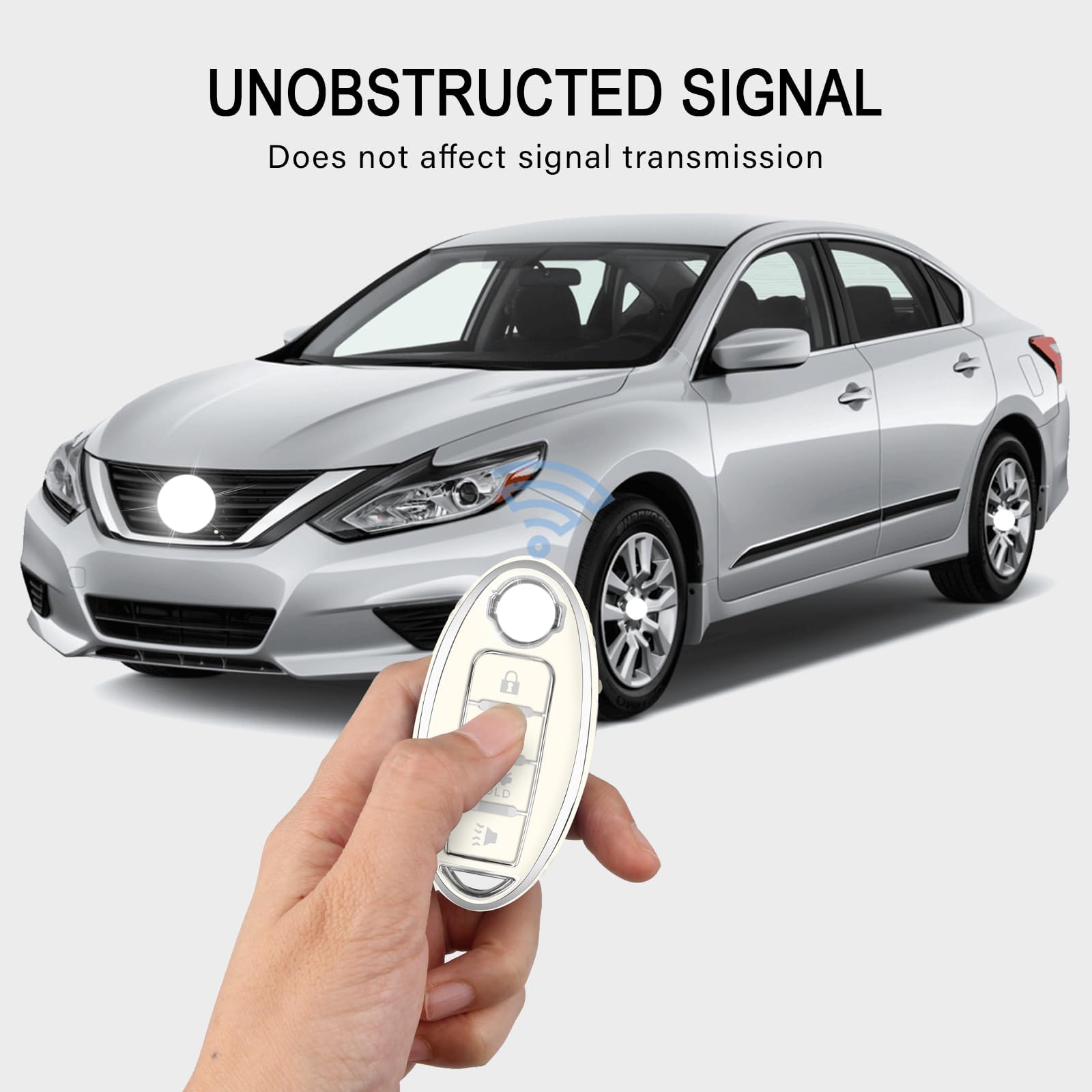 Qbuc For Nissan Key Fob Cover With Keychain Silver Trim Soft Tpu Case Compatible With Maxima Murano Altima Sentra Rogue 4 Button