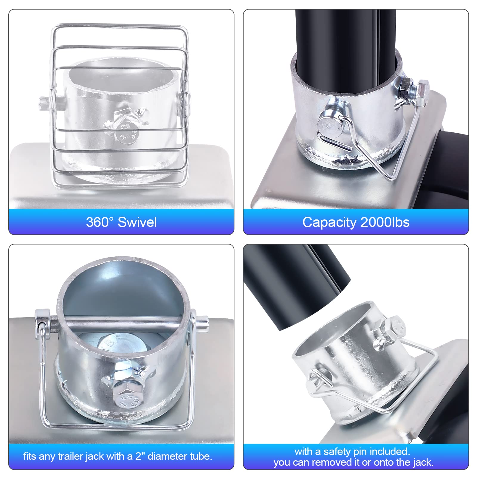 Yeopgyeon Trailer Jack Wheel With Pin - 6 Dual Wheel Jack Caster Wheel Capacity 2000Lbs Fits Any Jack Better Soft Ground Roll Trailer Parts