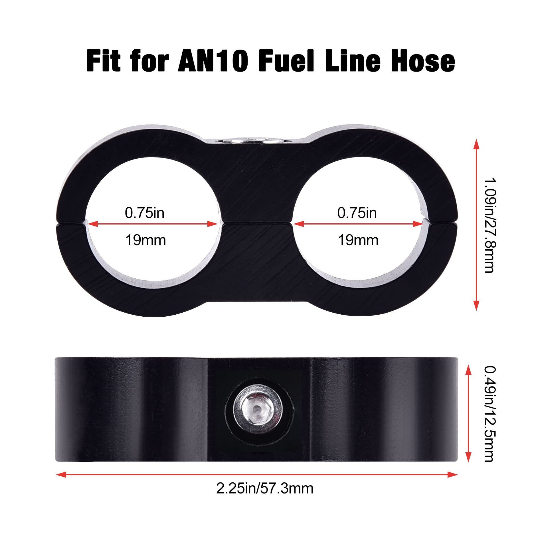 Evil Energy 10An Hose Separator Clamp, An10 Fuel Line Mounting Clamp Aluminum Black 4Pcs