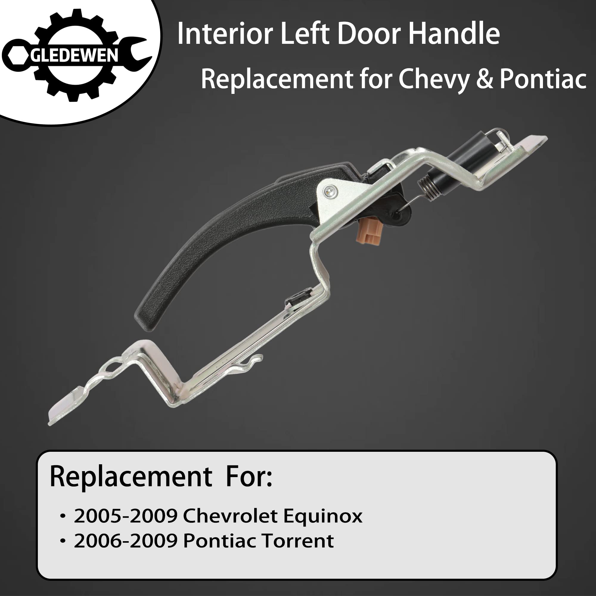 Interior Door Handle, Compatible With 2005 2006 2007 2008 2009 Chevy Equinox | 06 07 08 09 Pontiac Torrent, Front / Rear Inside Left Driver Side | Replace# 15926297 15237249 25897973 Inner Handle