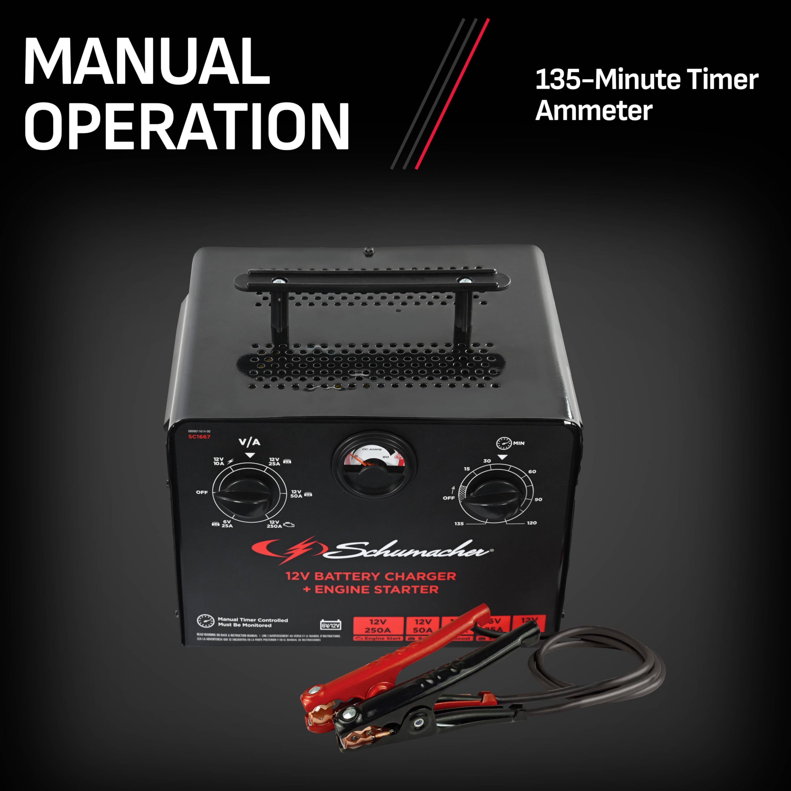 Schumacher Electric 6V/12V Time Controlled Battery Charger & Engine Starter - Precision Controlled Charger with 135-minute Timer