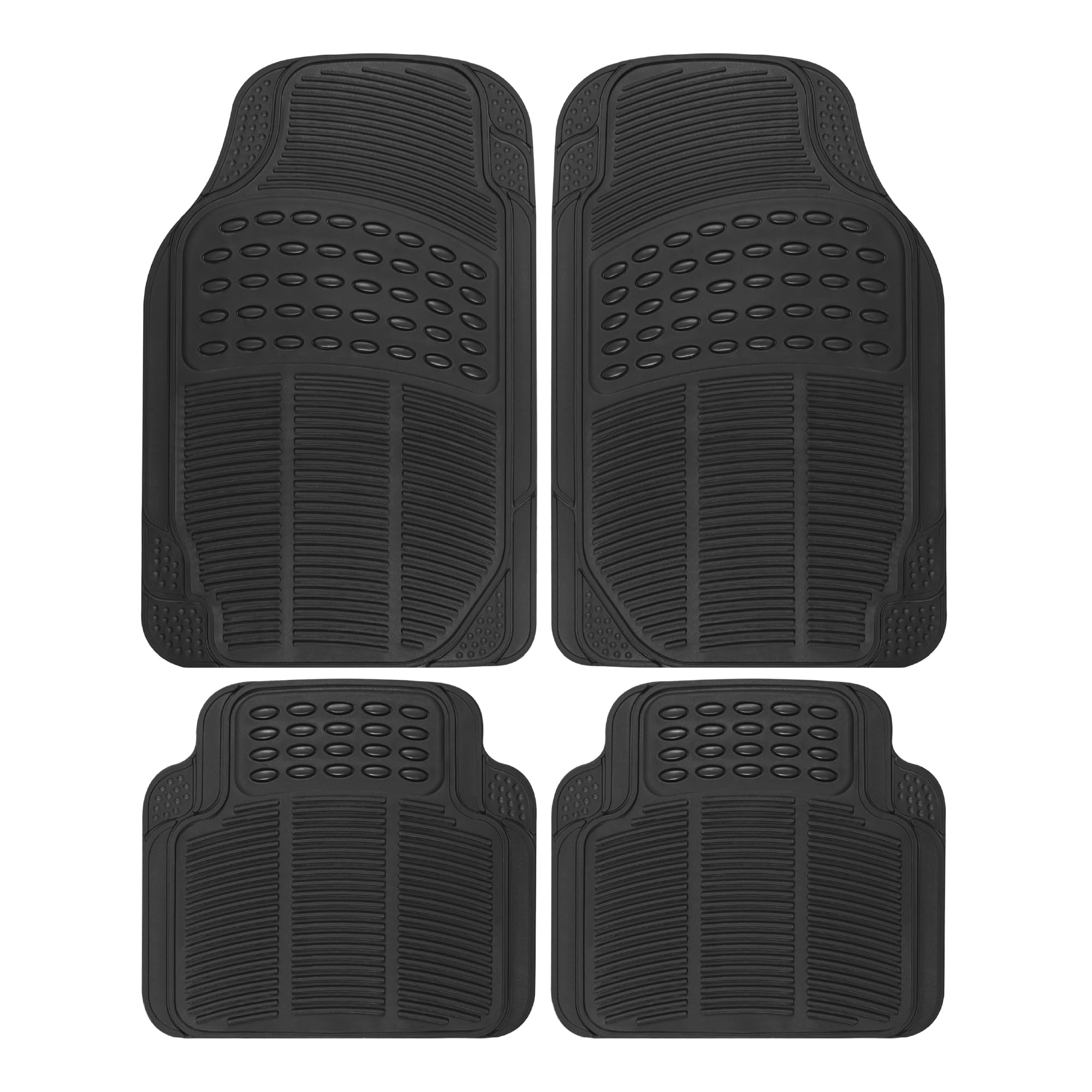 BDK Floor Mats, 4-Piece All-Weather Car Mat with Universal Fit Design, Durable Rubber Car Floor Mats with Capture Ridges, Waterp