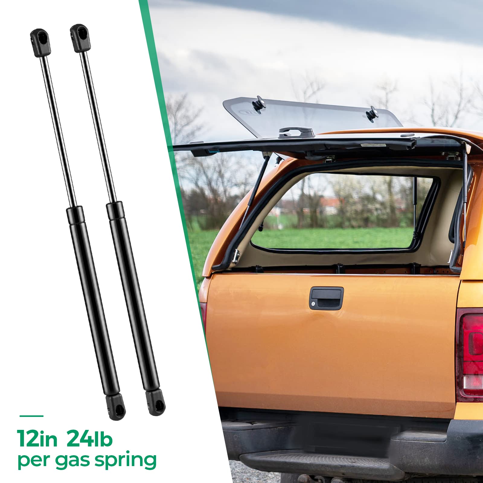 C16-03795 12 Inch 24Lb/107N Gas Struts Shocks Spring Lift Support For Leer Camper Shell Topper Rear Windows Door Truck Cap Toolbox Canopy Struts Replacement Part, Sg459002 C1603795, Set Of 2 By Huopo