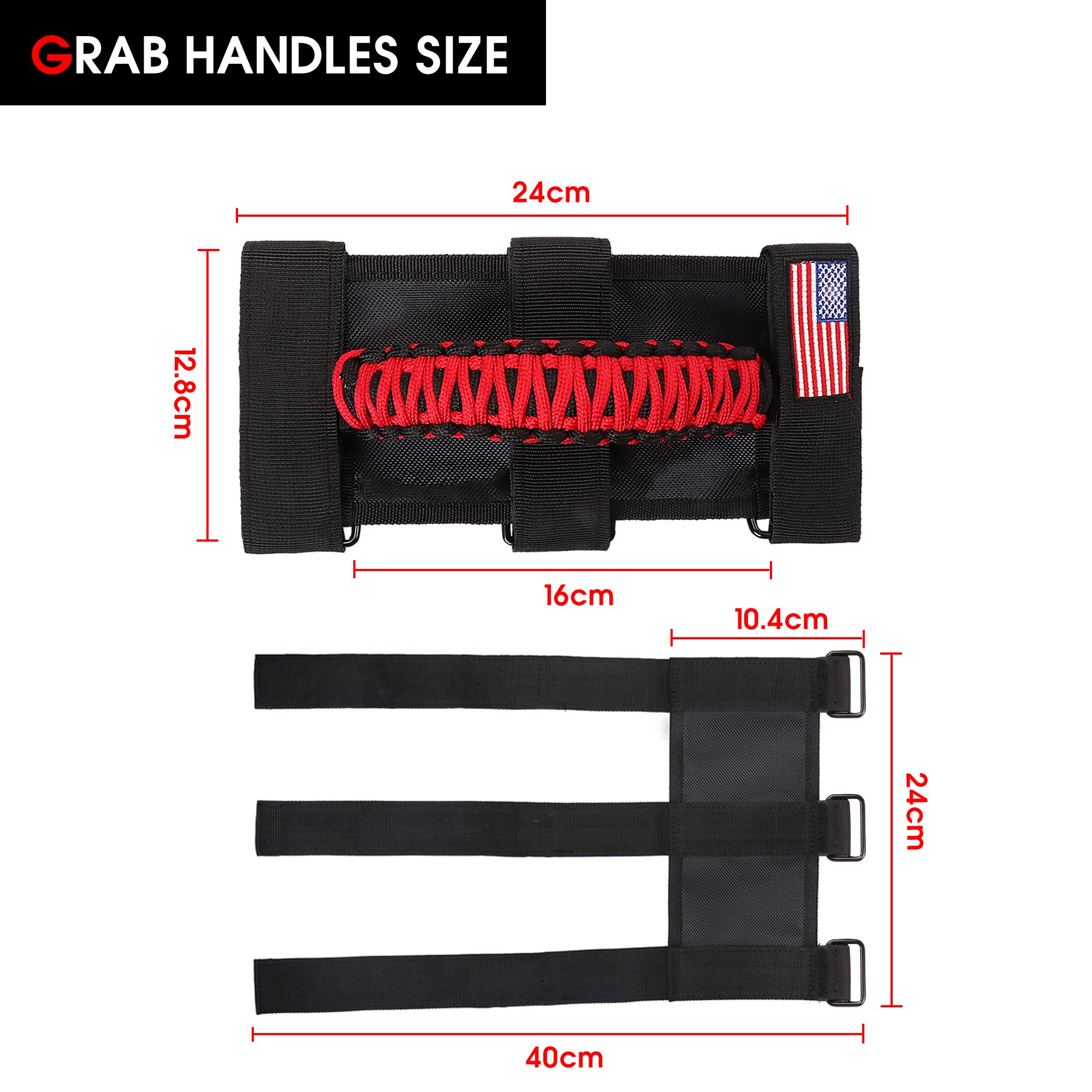Bestaoo 4 X Roll Bar Grab Handles Grip Handle For Jeep Wrangler Cj Yj Tj Jk Jl & Gladiator Jt 1955-2022, Premium Paracord, Upgra