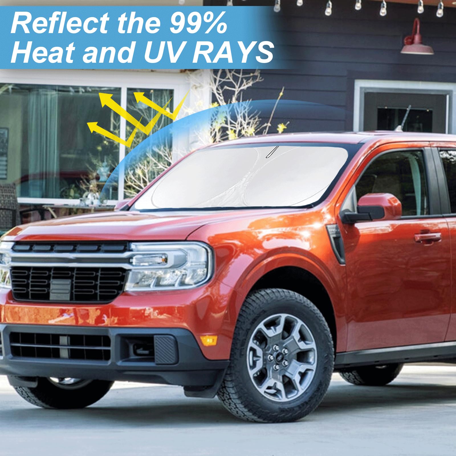 Sunshade For Maverick Windshield Sun Shade Custom-Fit For 2020-2024 2025 Ford Maverick Xlt, Limited, Platinum Accessories Foldab