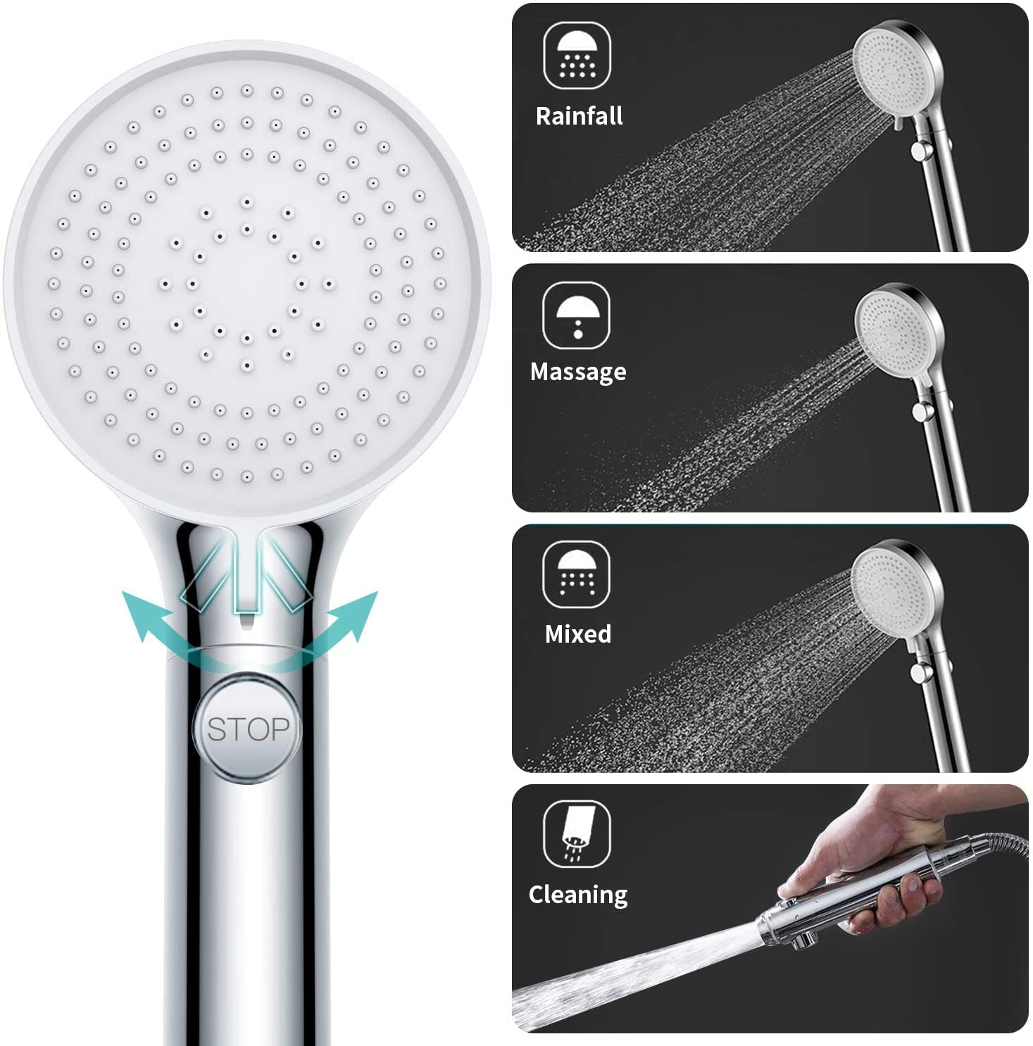 Rv Shower Head With Hose, High Pressure Shower Head With Handheld On Off Switch, Travel Trailer, Motorhome And Boat And Camper M