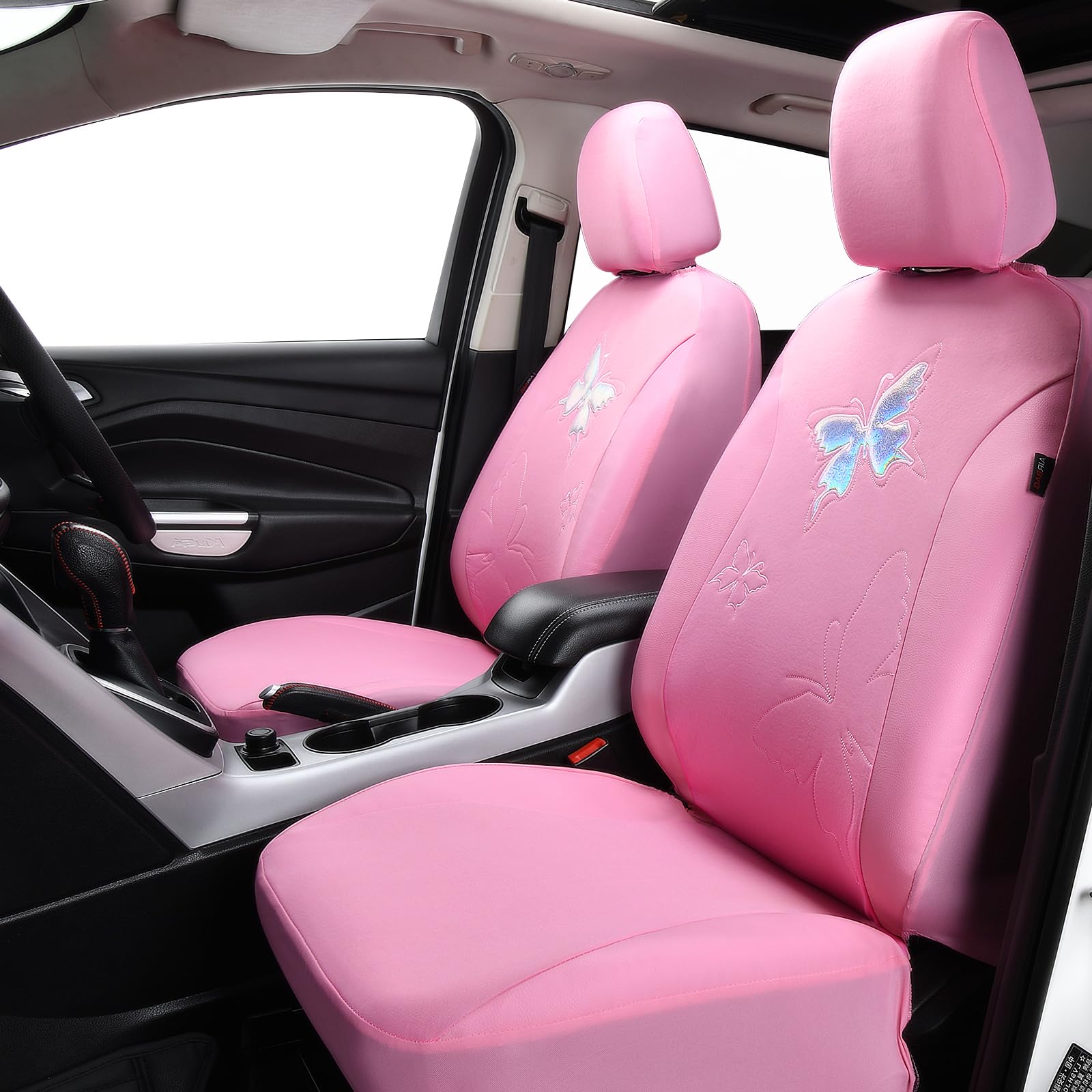 Flying Banner Butterfly Car Seat Covers Ful Set Fashion Universal Lady Woman Female Rear Bench Split Colorized (Full Set - Lace,