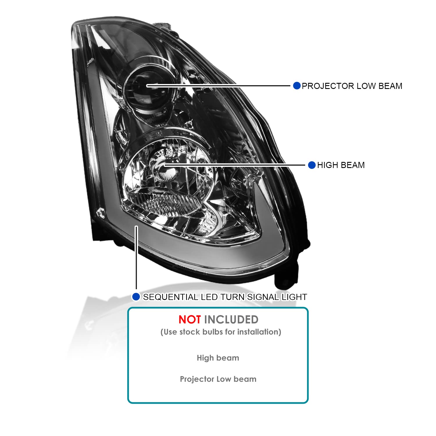 Spec-D Tuning Integrated Led & Signal Smoke Lens Projector Headlights Compatible With 2003-2007 Infiniti G35 Coupe, Left + Right