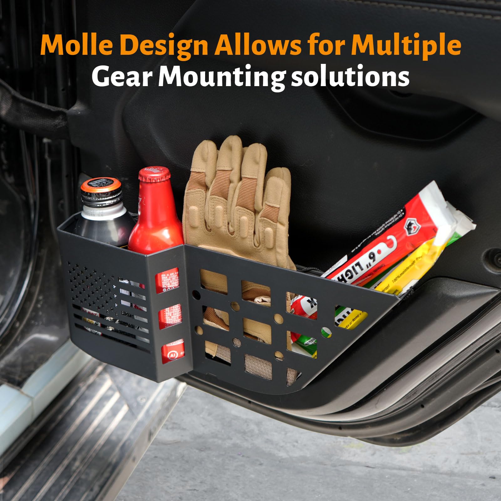 Maiker Metal Rear Door Storage Box, Insert Organizer Box Pockets For Replace Sagging Nets Compatible With 2018-2024 Jeep Wrangle