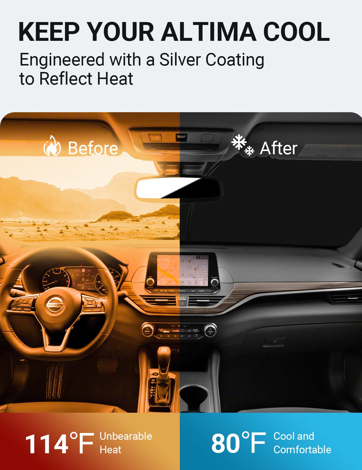 Proadsy Front Windshield Sunshade Foldable Shade Sun Visor Protector Custom Fit 2019-2024 2025 Nissan Altima Sedan Accessories 2025 Upgrade