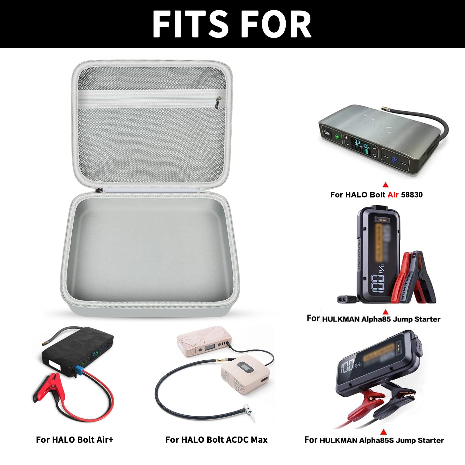 Case Compatible With Halo Bolt Air 58830/ 57720/ Air+ 55500/ For Acdc Max Emergency Power Kit Car Jump Starter With Tire Pump. C