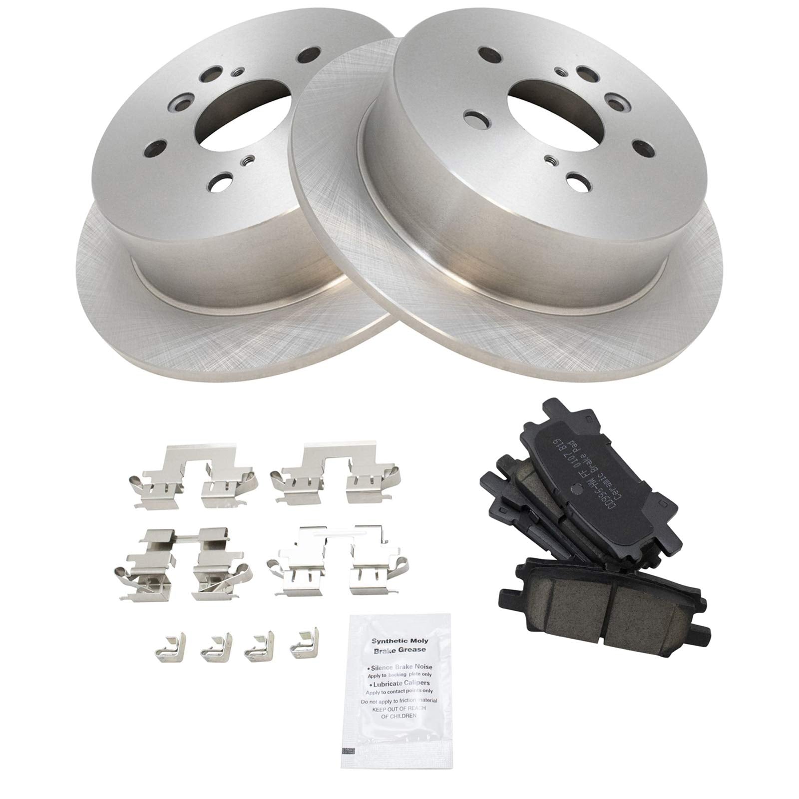 TRQ Rear Brake Pad & Rotor Kit Brake Pads Brake Rotor Ceramic Compatible with 2004-2006 Lexus RX330 2007-2009 RX350 2006-2008 RX