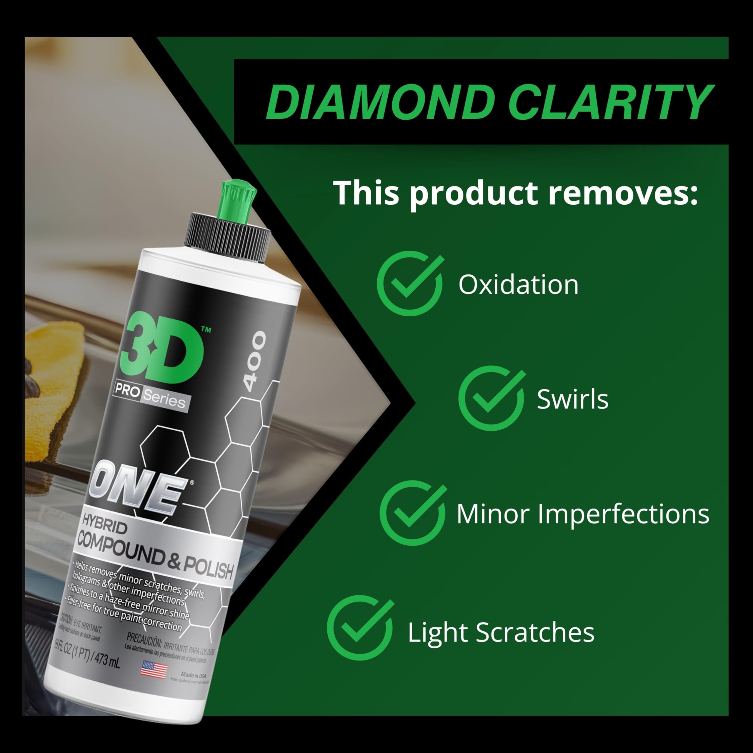 3D One Car Scratch & Swirl Remover - Rubbing Compound & Finishing Polish - Buffing Compound Swirl Remover - True Car Paint Correction 32Oz.