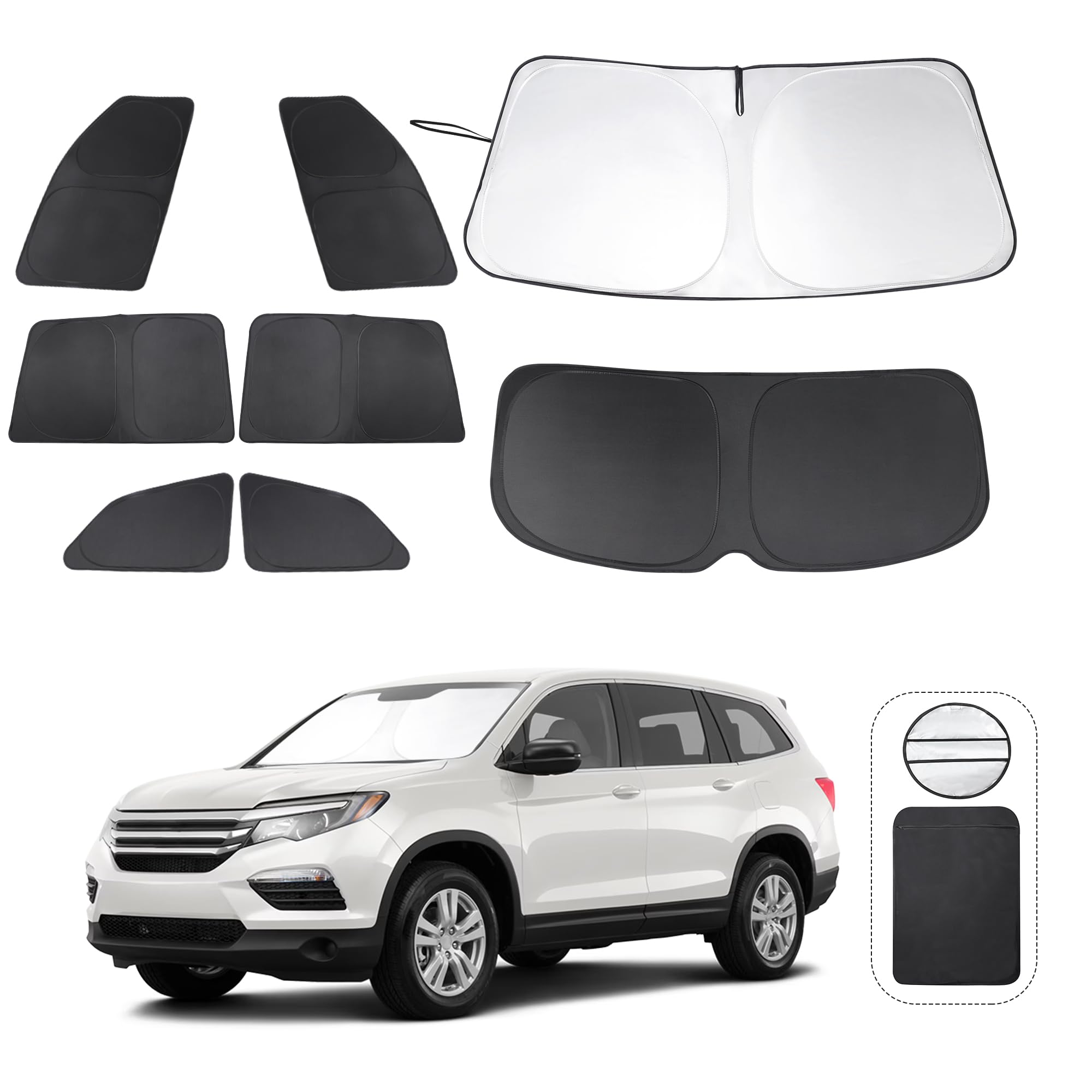 Tinglu Window Shades For Honda Pilot 2016-2025 Ex-L Special Edition Elite Black Edition Touring Accessories Car Side Full Window