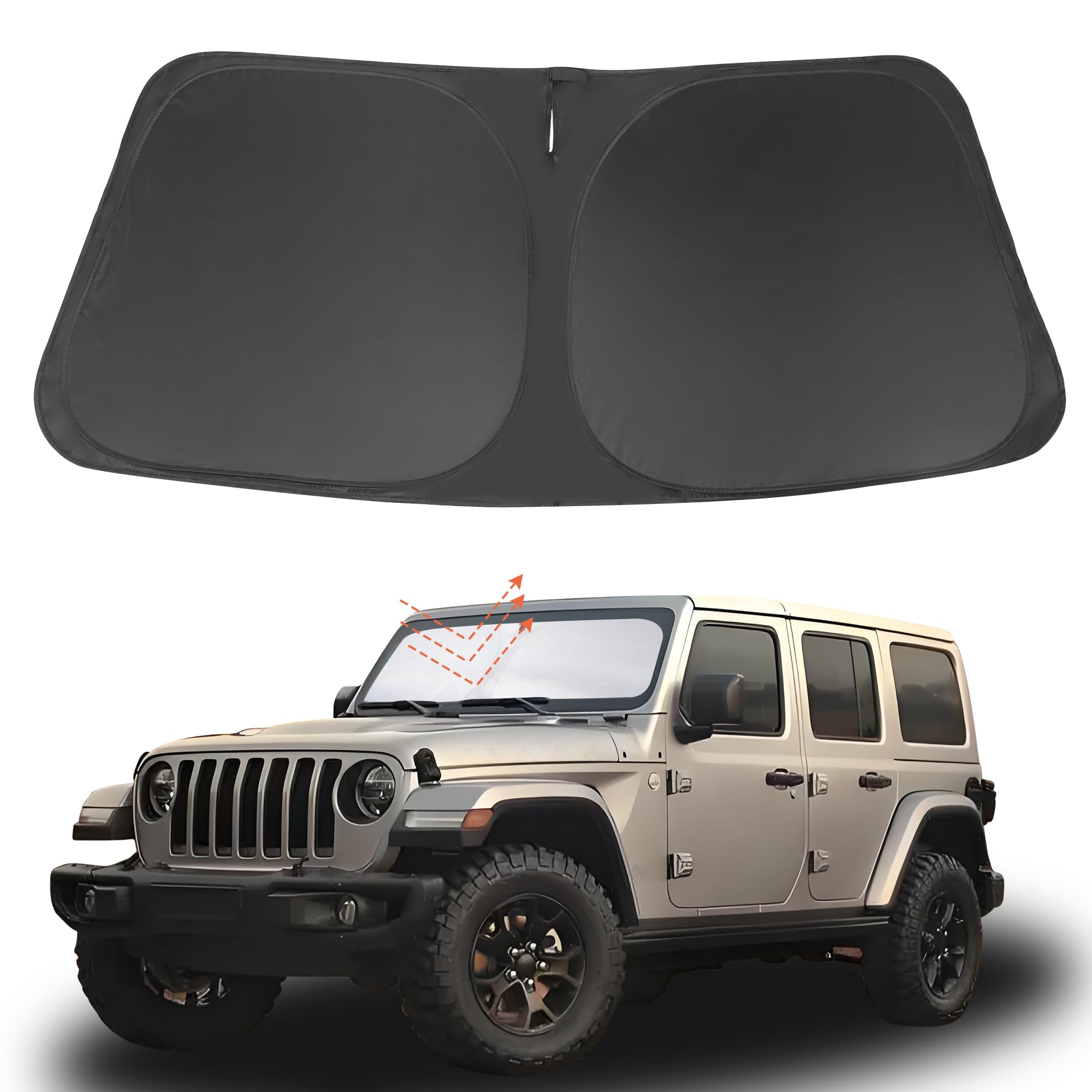 Yycke Windshield Sun Shade Accessories Compatible With 2018-2024 2025 Wrangler Jl & 2/4 Door 4Xe & 2020-2024 Gladiator Jt For Je