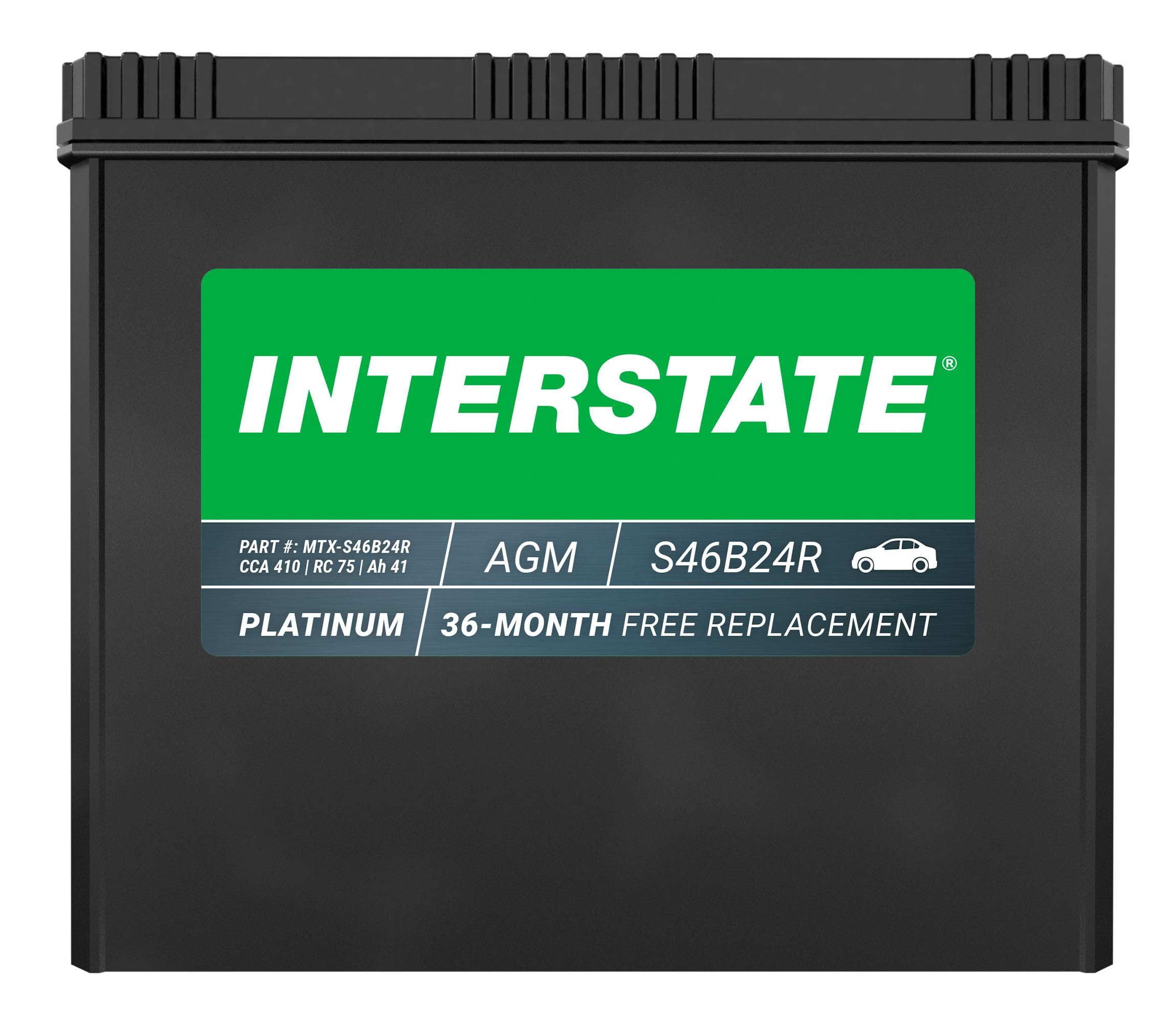 Interstate Batteries Group S46B24R AGM Car Battery Replacement (MTX-S46B24R) 12V, 410 CCA, 36 Month Warranty, Replacement Automo