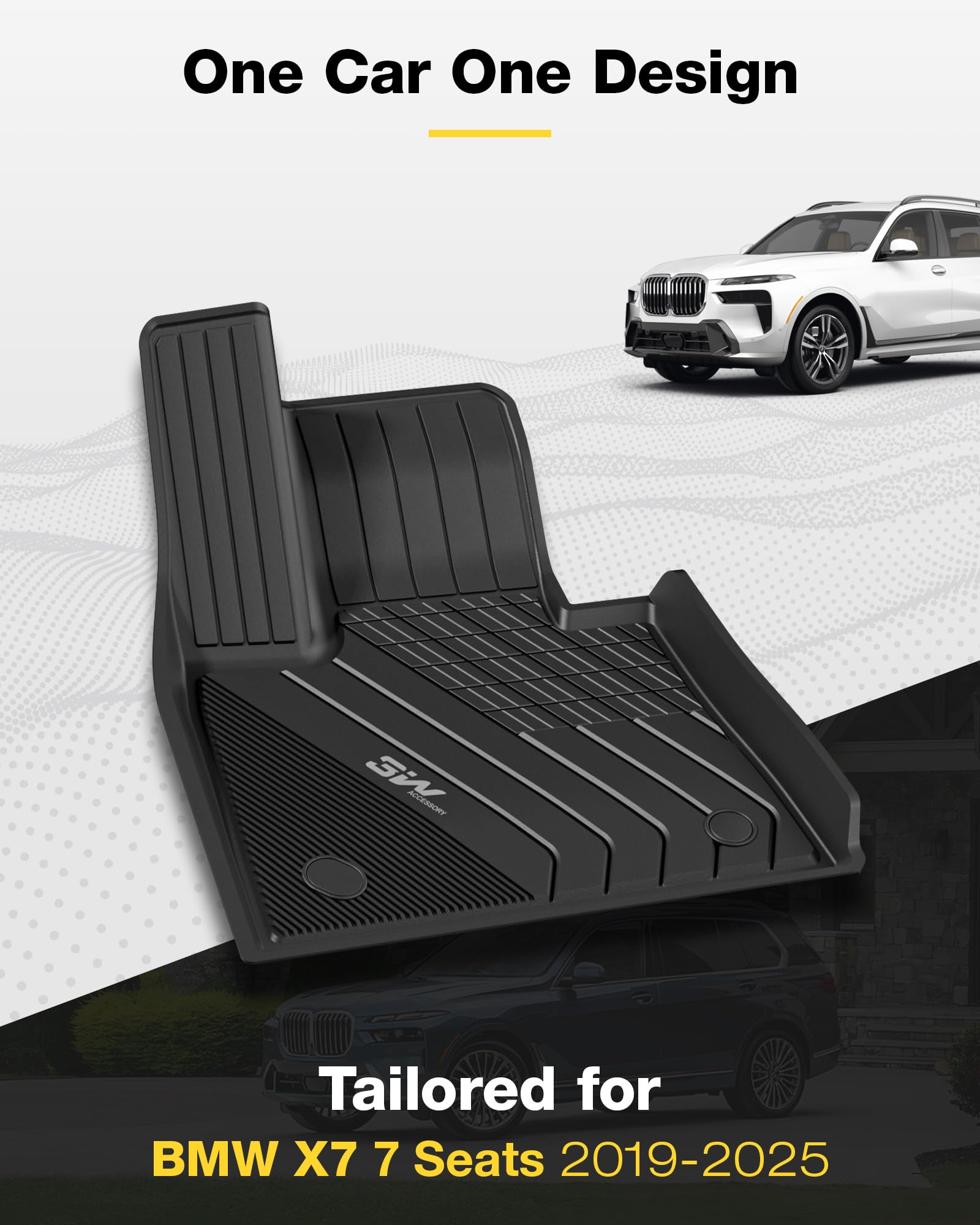 3W Floor Mats Fit For Bmw X7 7 Seats 2019-2024 2025 Tpe All Weather Custom Fit Floor Liner For Bmw X7 7 Passengers 1St & 2Nd Row