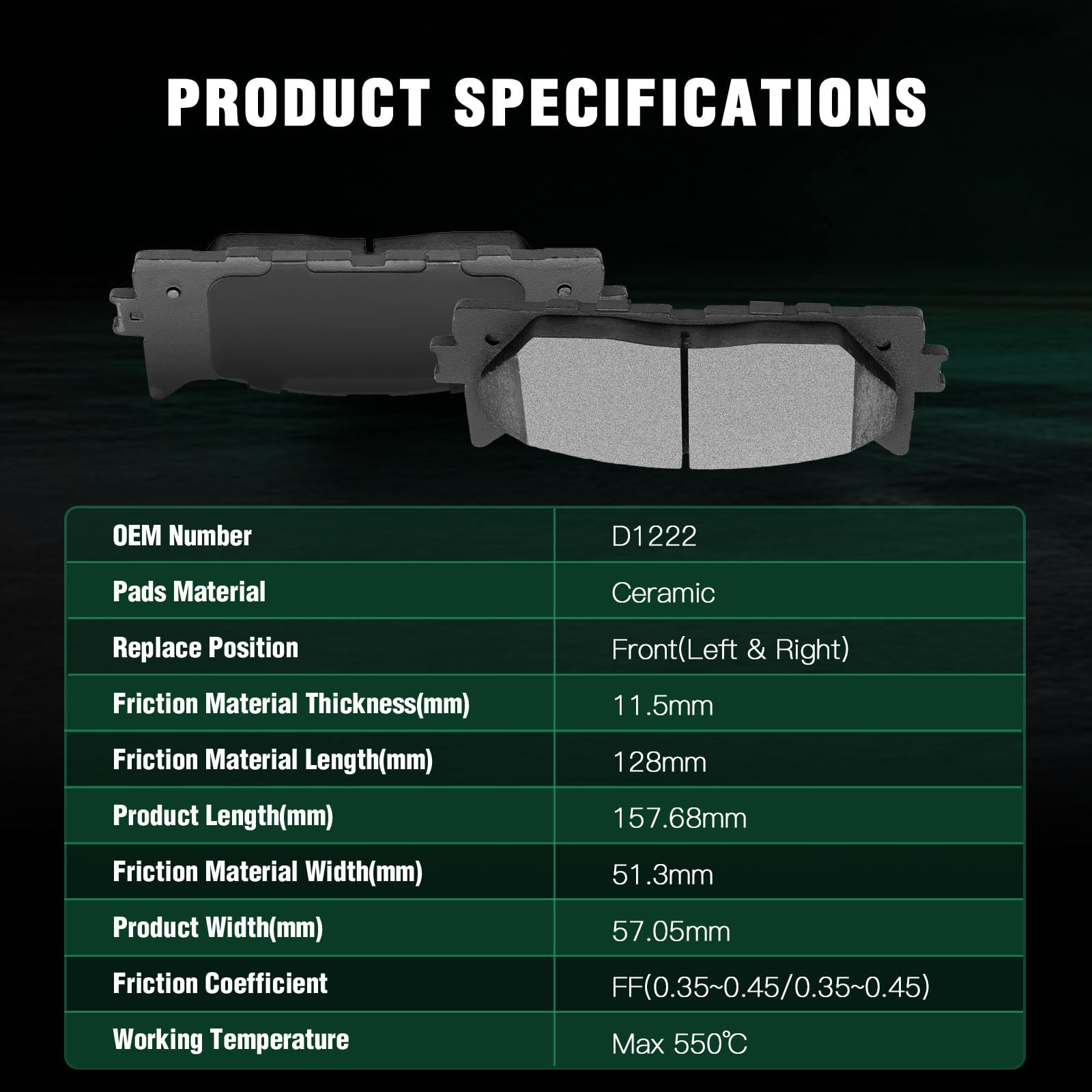 Automuto 8Pcs Front & Rear Ceramic Disc Brake Pads Set D1212 D1222 For Lexus Es350 2007-2018,For Toyota Avalon 2008-2018,For Toy