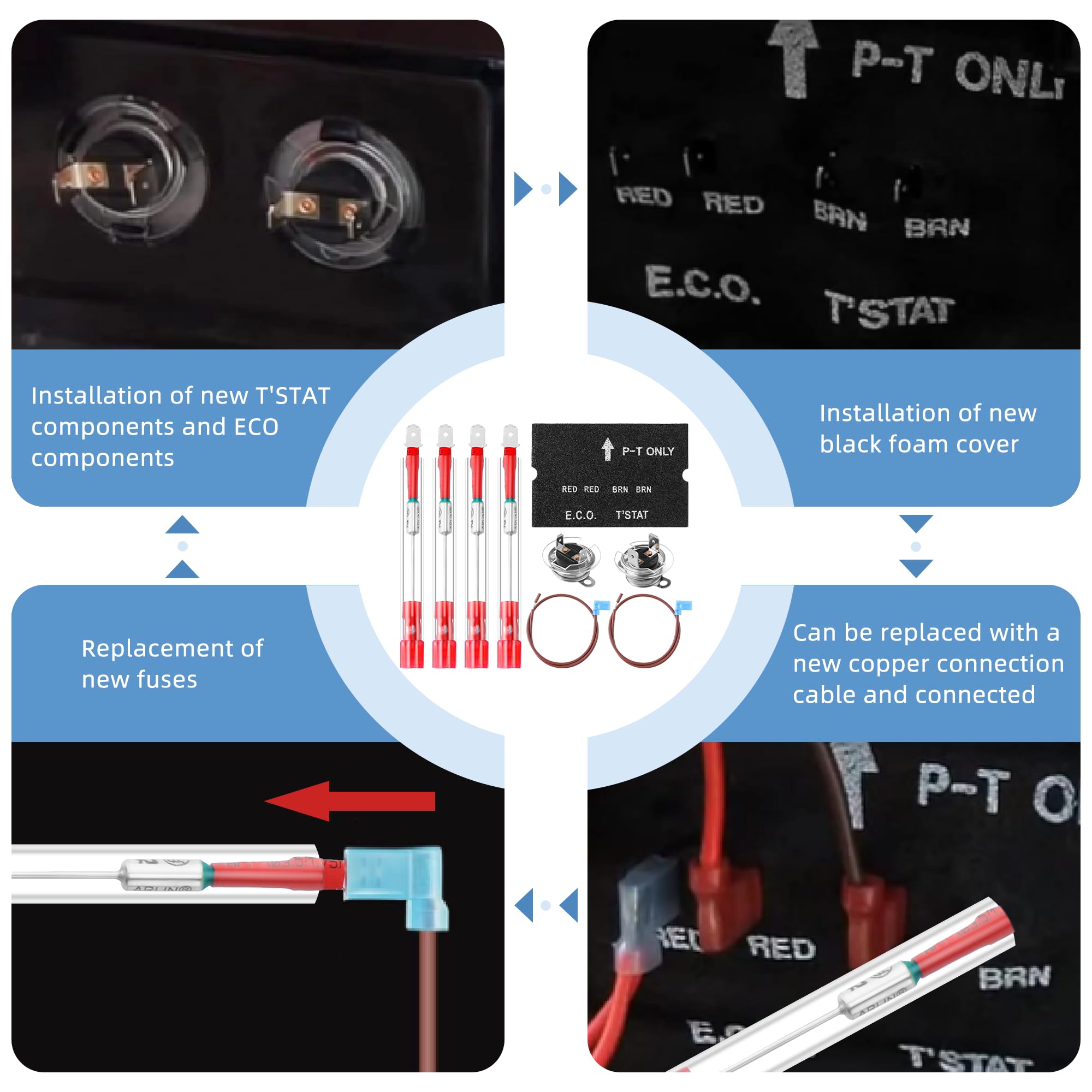 Ami Parts 93866 91447 Rv Water Heater Thermal With Eco Thermostat Assembly Kit (4 Pcs) Fit For Atwood Water Heater Parts Models
