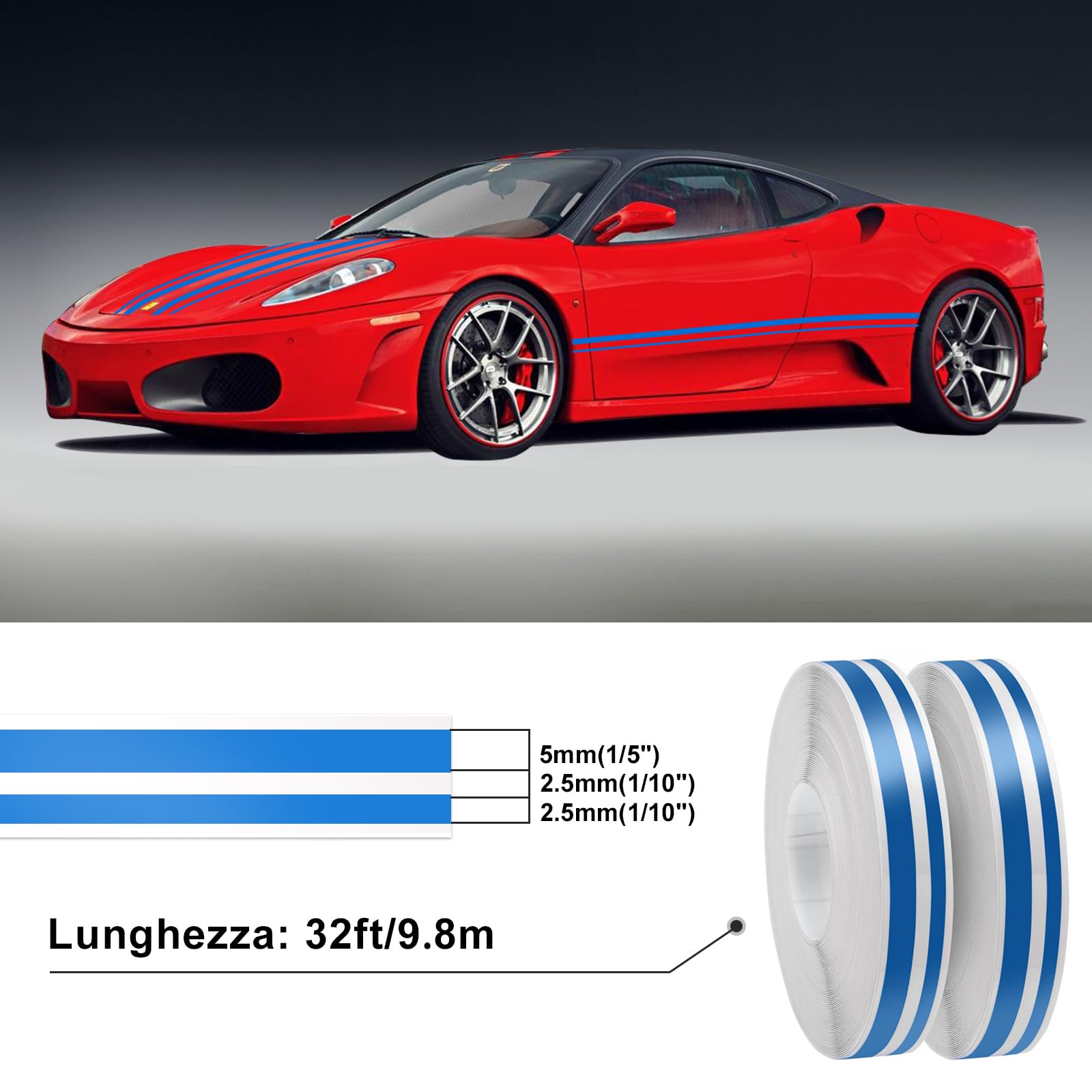 Spurtar Car Pinstripe Tape, Pinstriping Automotive Tape, Vinyl Thin Car Fine Line Decals, Motorcycle Boat, Racing Stripes, 2 Rol
