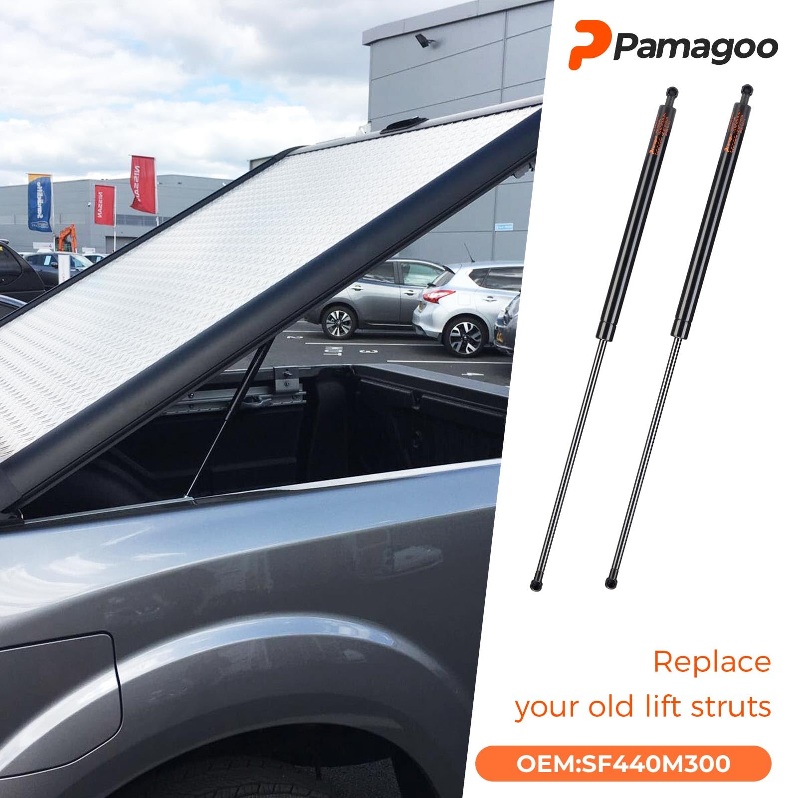 Pamagoo Sf440M300 44 Inch 300Lb Gas Struts 44'' Spring Shock Lift Support For Snowmobile Trailer Heavy Floor Hatch Heavy-Duty Sl