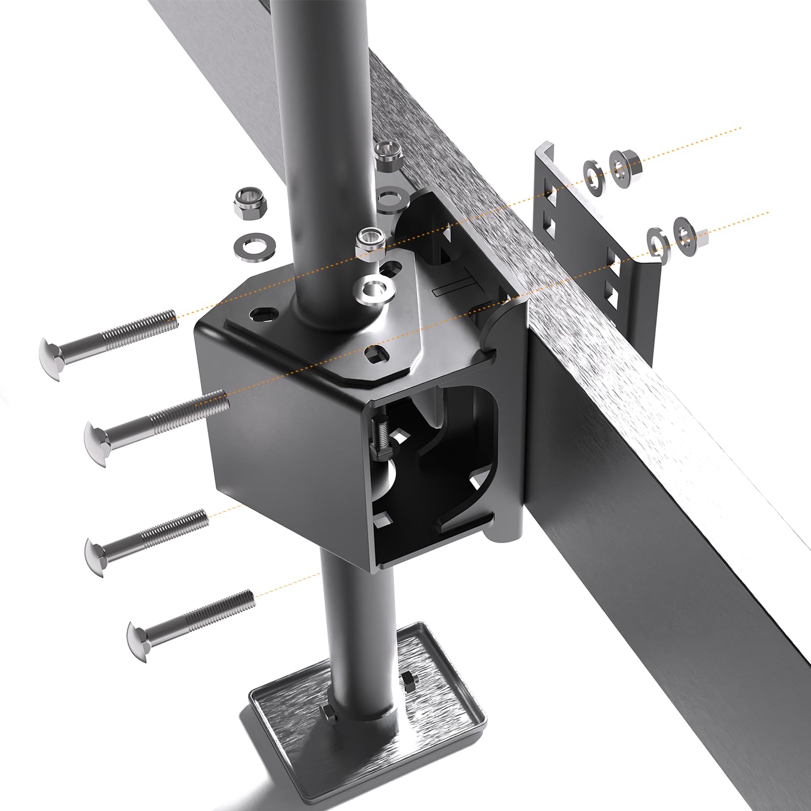 Black Steel Tongue Jack Stand Bracket Bolt-On Relocation Kit Fit for 3-Bolt & A-Frame Style Heavy-Duty Electric Trailer Jack Mou