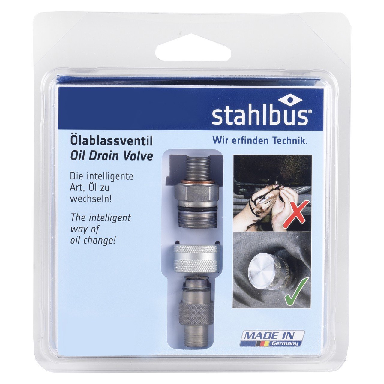 Stahlbus Oil Drain Valve Plug M18X1.5X12Mm Steel - Clean, Easy, No Tool Oil Change - Includes Oil Drain Plug, Washer, Cap, Conne