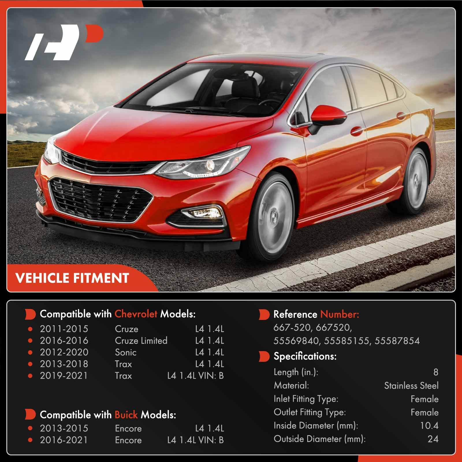 A-Premium Turbocharger Turbo Oil Return Pipe Tube Compatible With Buick, Chevrolet Vehicles - 1.4L - Encore 2013-2021, Cruze 201