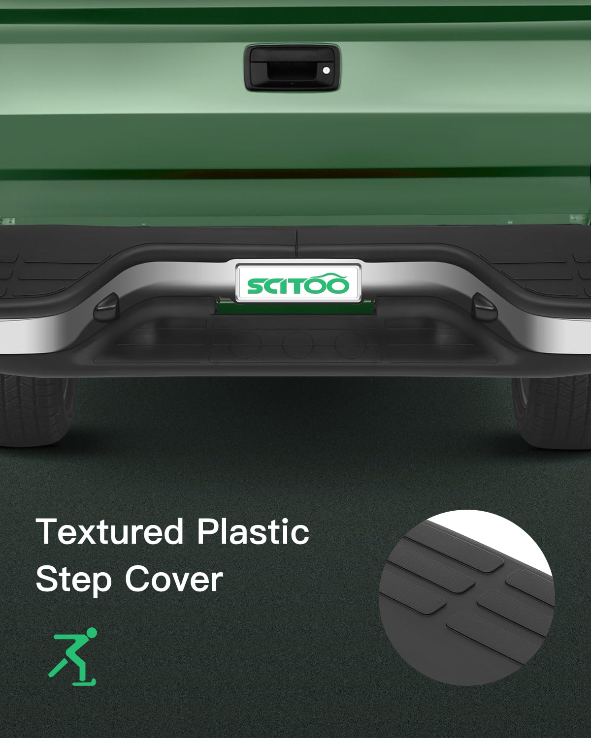 Scitoo Rear Step Bumper Fit For 99-06 For Silverado 1500 And For Gmc Sierra 1500, 07 For Silverado 1500 Classic And For Gmc Sierra 1500 Classic, Chrome Automotive Bumpers W/O Parking Sensor Holes