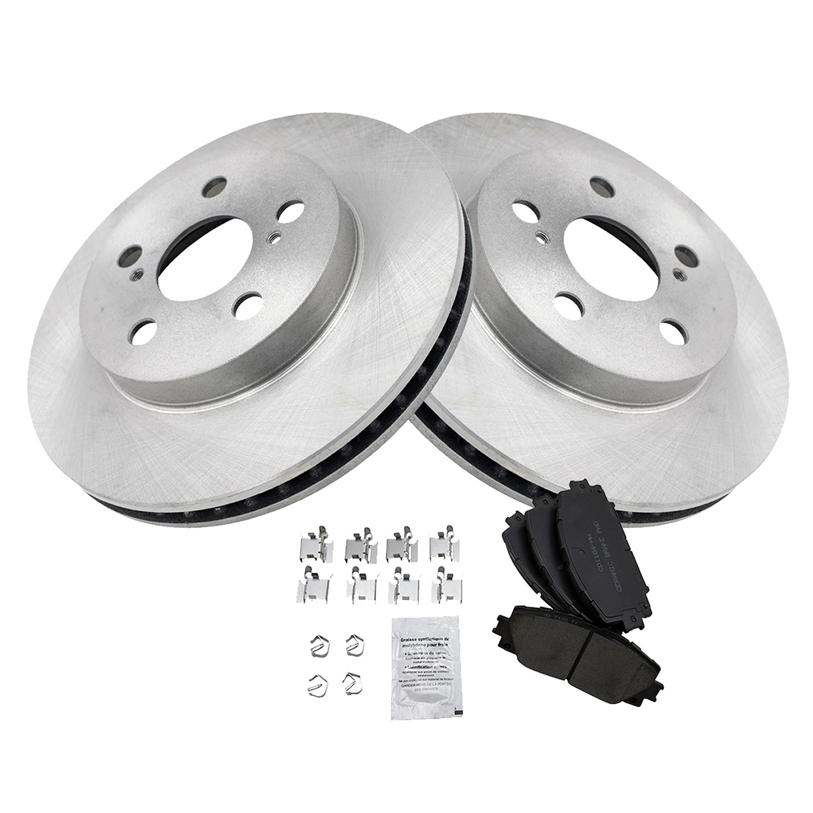 Trq Front Brake Pad & Rotor Kit Brake Pads Brake Rotor Ceramic Compatible With 2020-2021 Toyota Corolla 2016-2021 Prius 2019-202