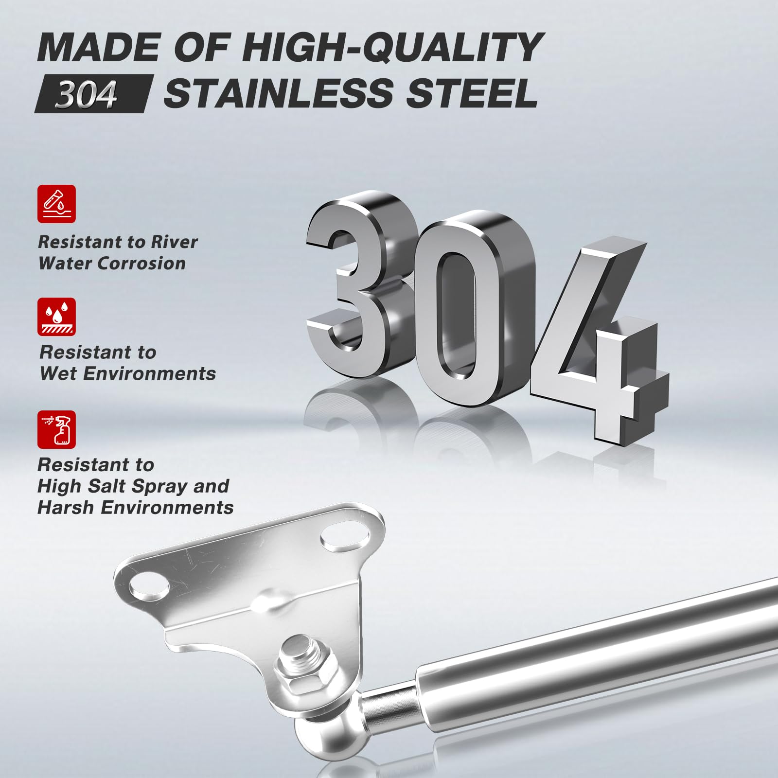 Vepagoo 15 Inch 67Lb/300N Stainless Steel Gas Struts Shock For Boat Hatch, Marine Spring Prop Lift Support With Brackets For Rv