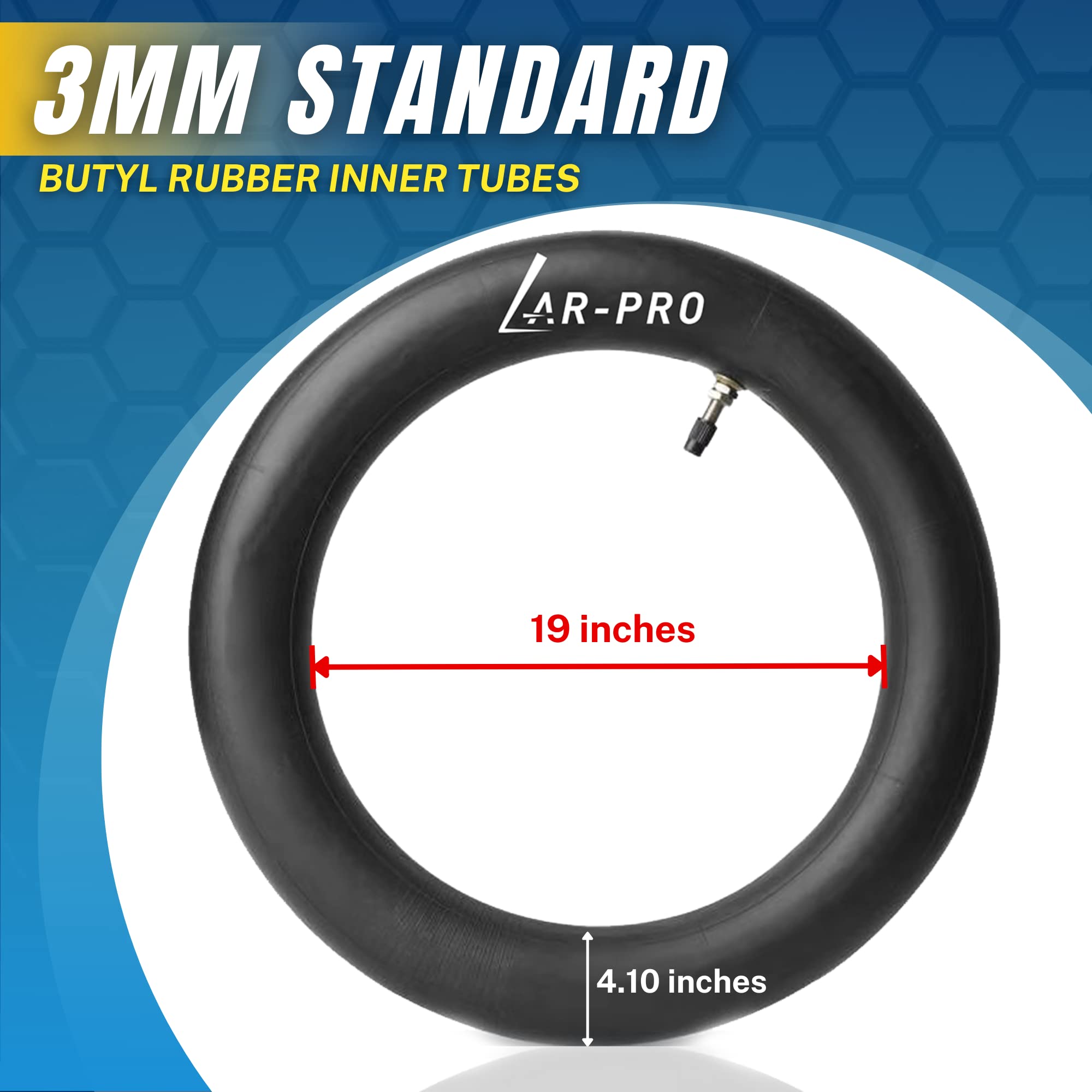 (2-Pack) 100/90-19 (4.10 X 19) Heavy-Duty Motorcycle Inner Tubes - 3Mm Thick Butyl Rubber Inner Tubes - Pinch And Puncture-Resis