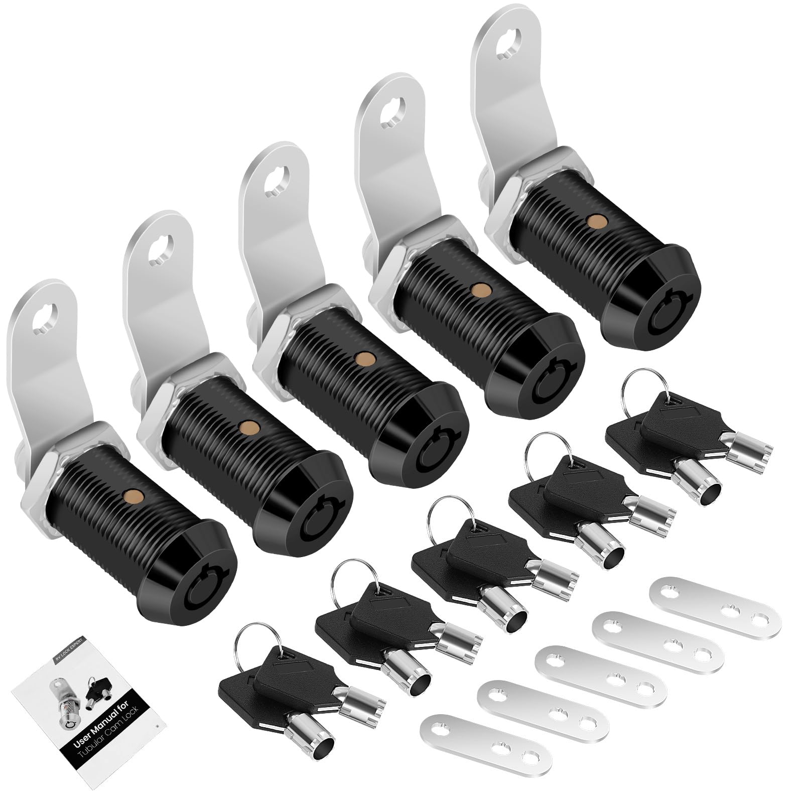 5 Pack Cabinet Lock With Keys, 1-1/8    Rv Storage Lock Keyed Alike, Rv Locks For Storage Door, Camper Cabinet Door Toolbox Lock