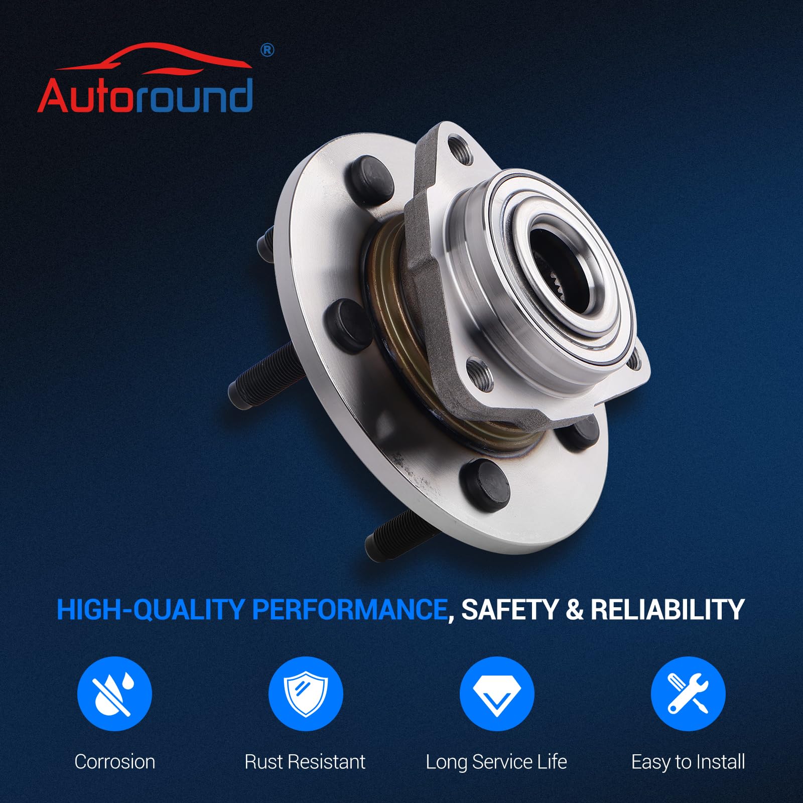 Autoround 515072 Front Wheel Hub And Bearing Assembly Compatible With 2002-2008 Dodge Ram 1500 Non-Abs 5 Lug
