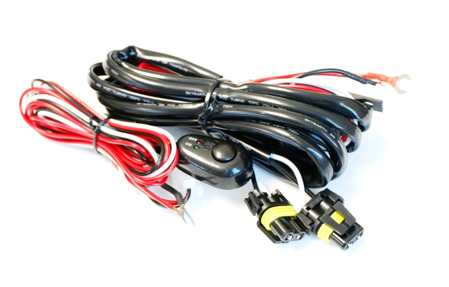 Ijdmtoy 9005 9006 H10 Relay Harness Wire Kit With Led Light On/Off Switch Compatible With Automtive Driving Light, Fog Light, Retrofit, Off-Road Lighting, Etc