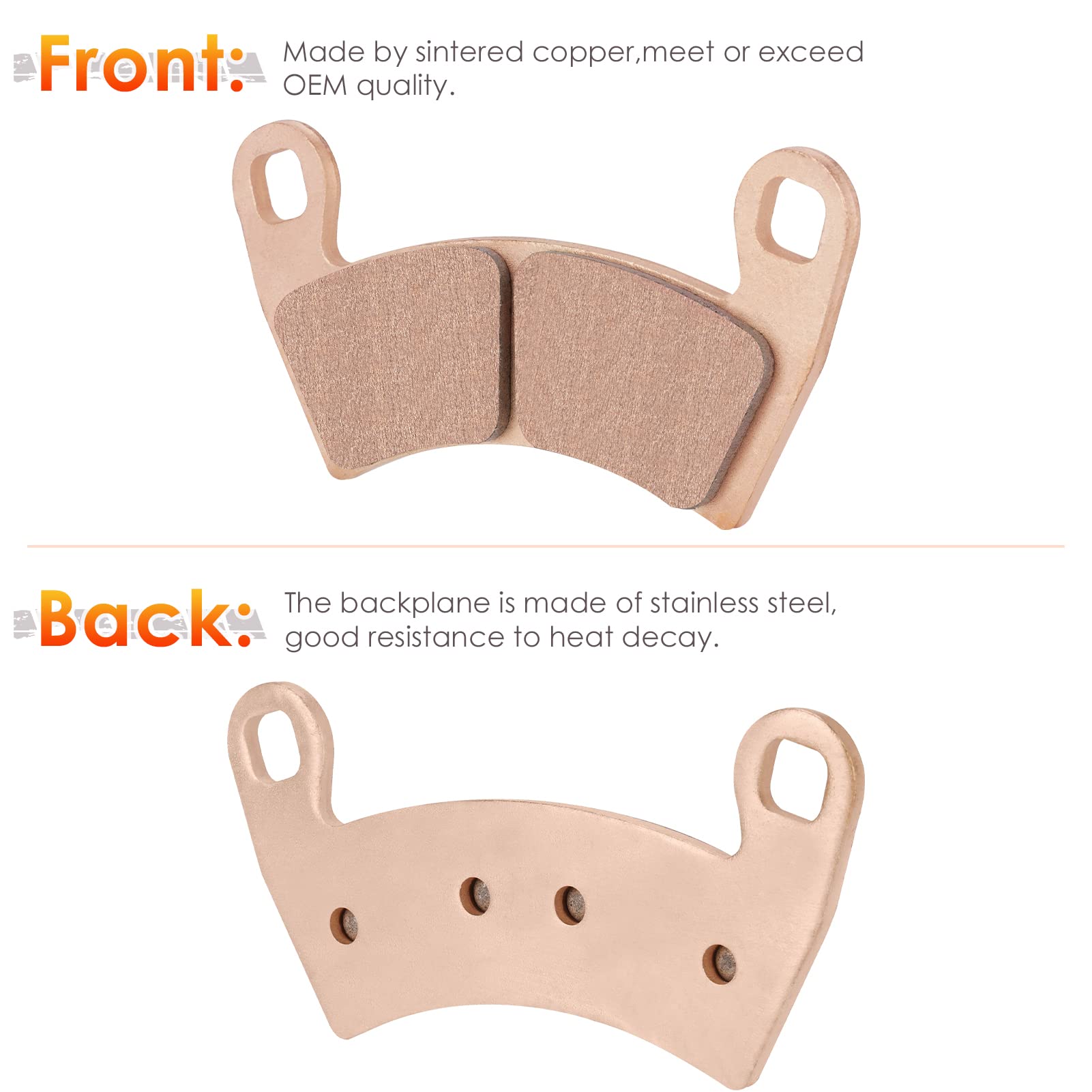 Front & Rear Brake Pads Sintered For 2016-2021 Polaris General 1000 Eps/General 4 1000 Eps, Replace For 1911228 1912508 2205949 1911197 2203318 2203930, 4 Sets Front And Rear Brake Pads