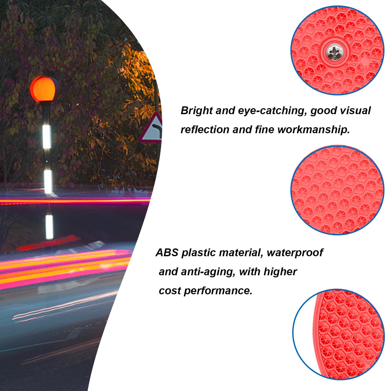 Smseace 12Pcs Safety Reflectors Red Round Reflectors 3Inch With Stainless Steel Screw Used For Mailboxes,Driveway,Tunnels,Post,C