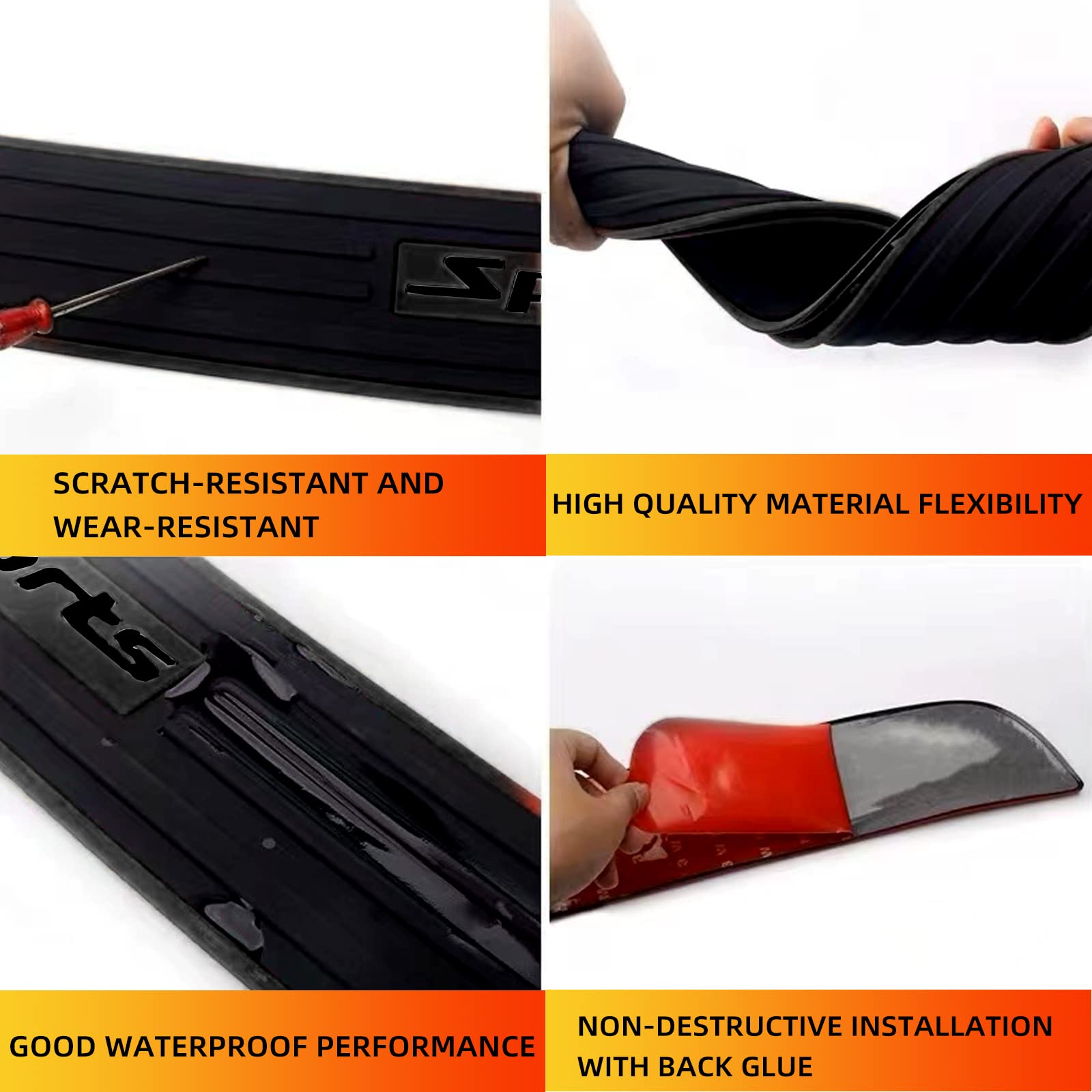 Car Rear Bumper Protector Anti-Scratch Abrasion Rubber Trunk Door Entry Sill Guard, 35.1Inch X2.75Inch Car Exterior Accessories