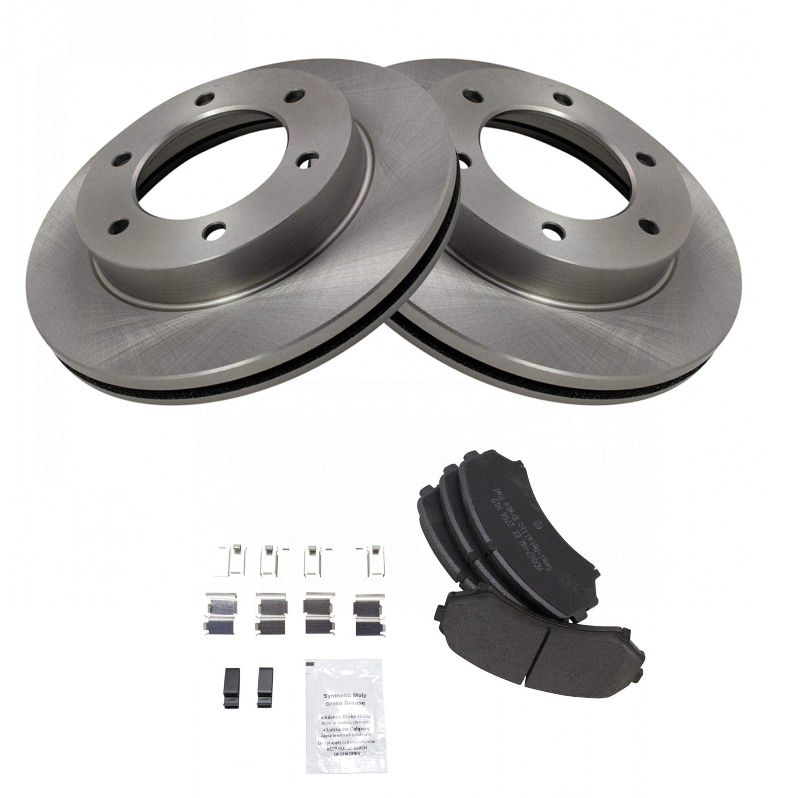 Trq Front Brake Pad & Rotor Kit Brake Pads Brake Rotor Semi-Metallic Compatible With 2002 Honda Passport 2002-2004 Isuzu Axiom R