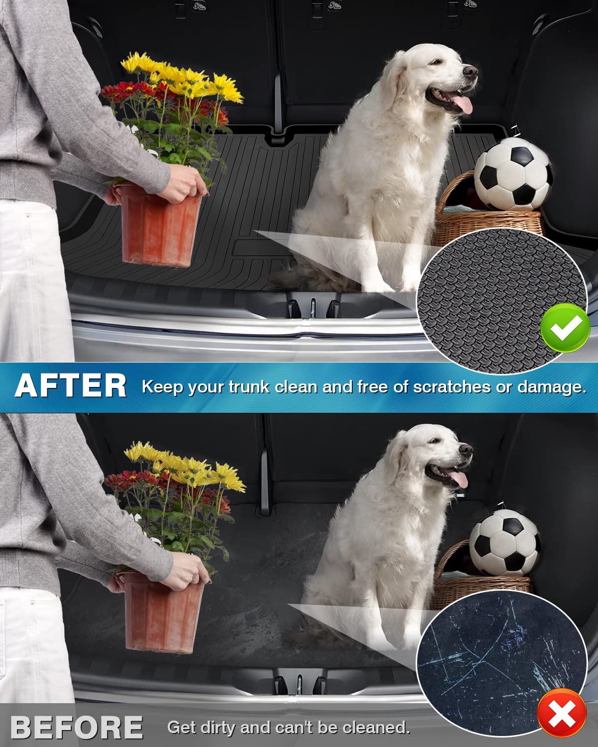 Mixsuper Cargo Liner Compatible with 2018-2023 Nissan Kicks All Weather Cargo Mat Trunk Liner Black