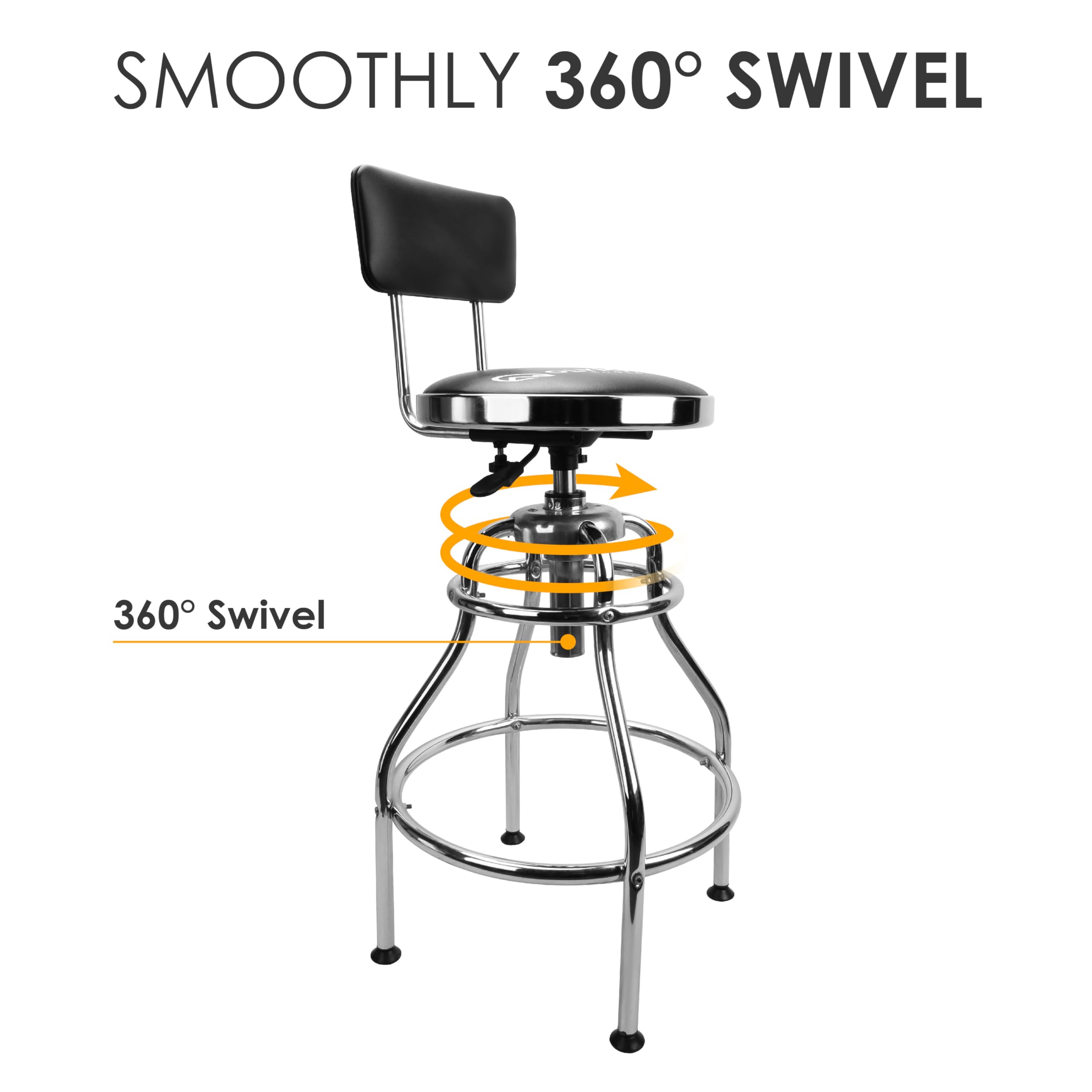 Olympia Tools Hydraulic Work Stool, Large, Black, Metallic-Fiber, Model 82-738