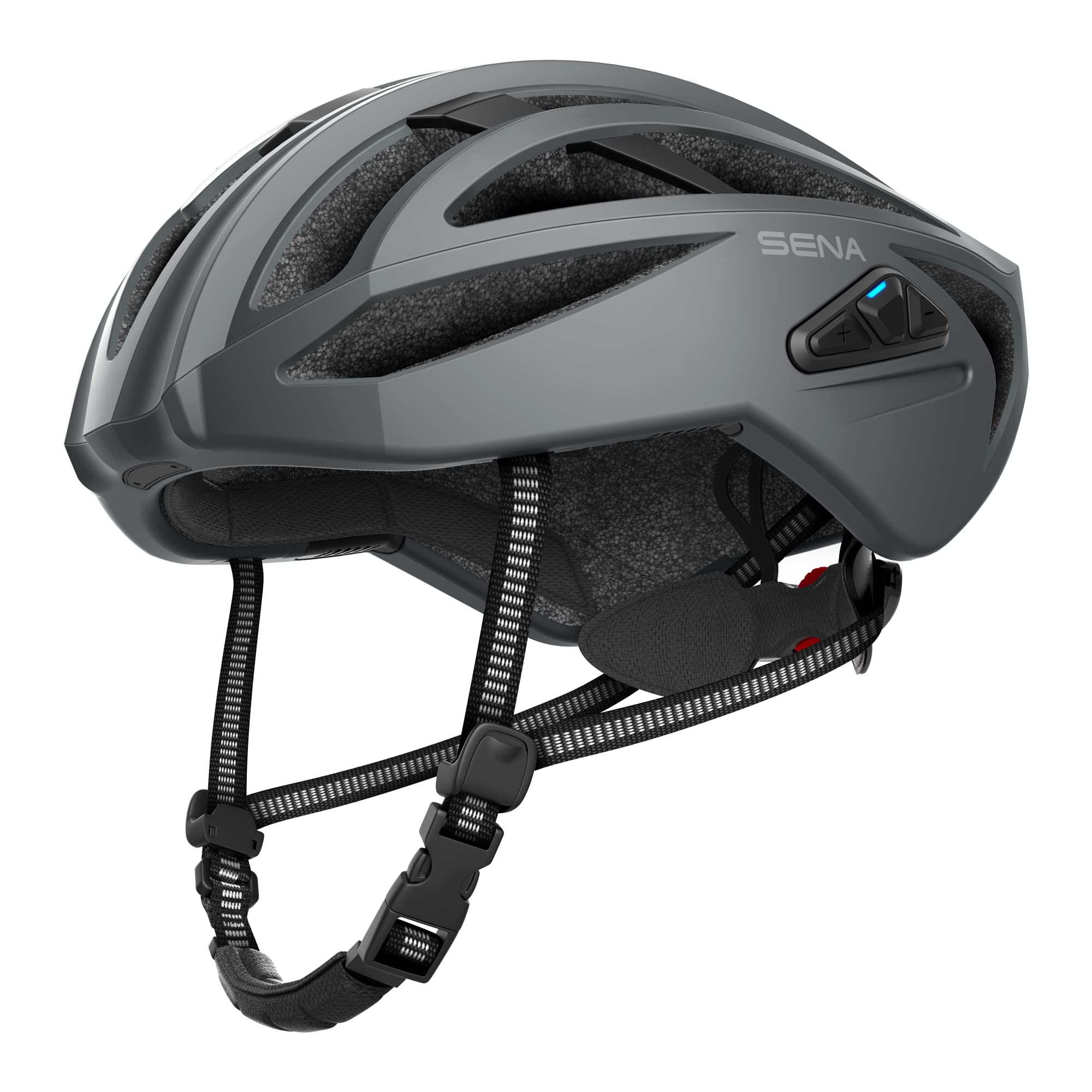 Sena R2X Smart Road Cycling Helmet With Alexa Built-In And Mesh Intercom (Matte Gray, Small)