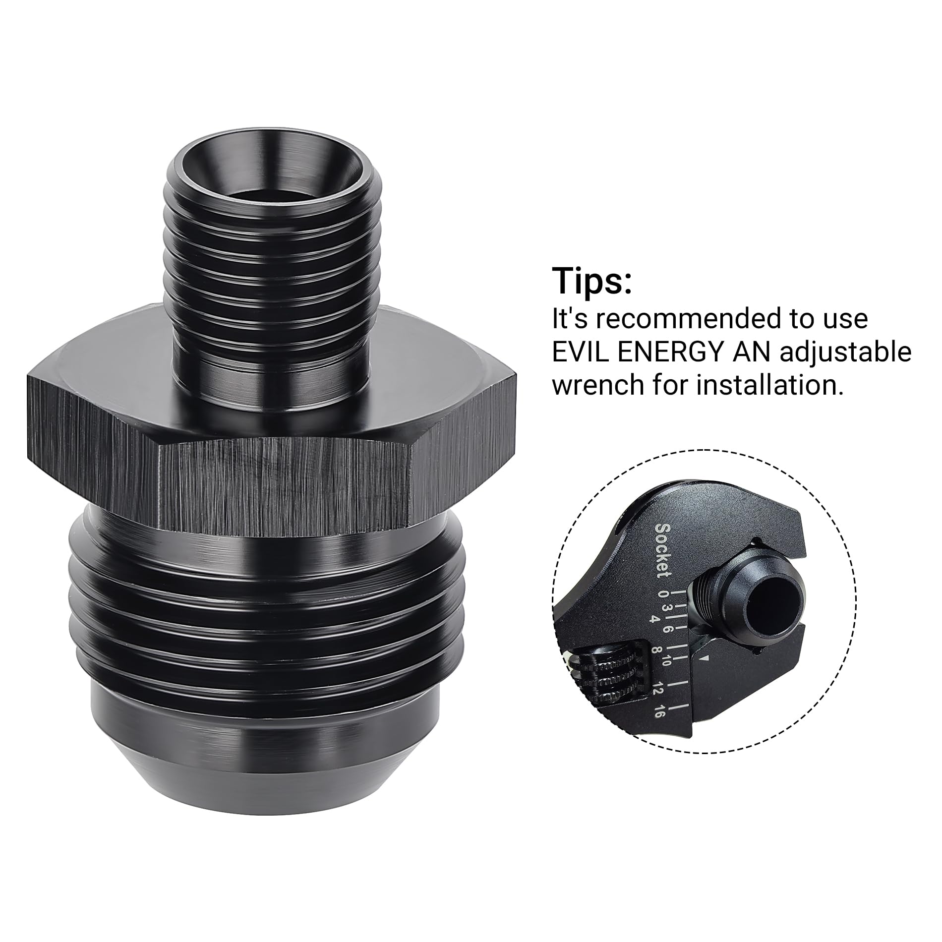 Evil Energy 12An Male Flare To M14 X 1.5Mm Male Metric Fitting Adapter Aluminium Alloy 2Pcs