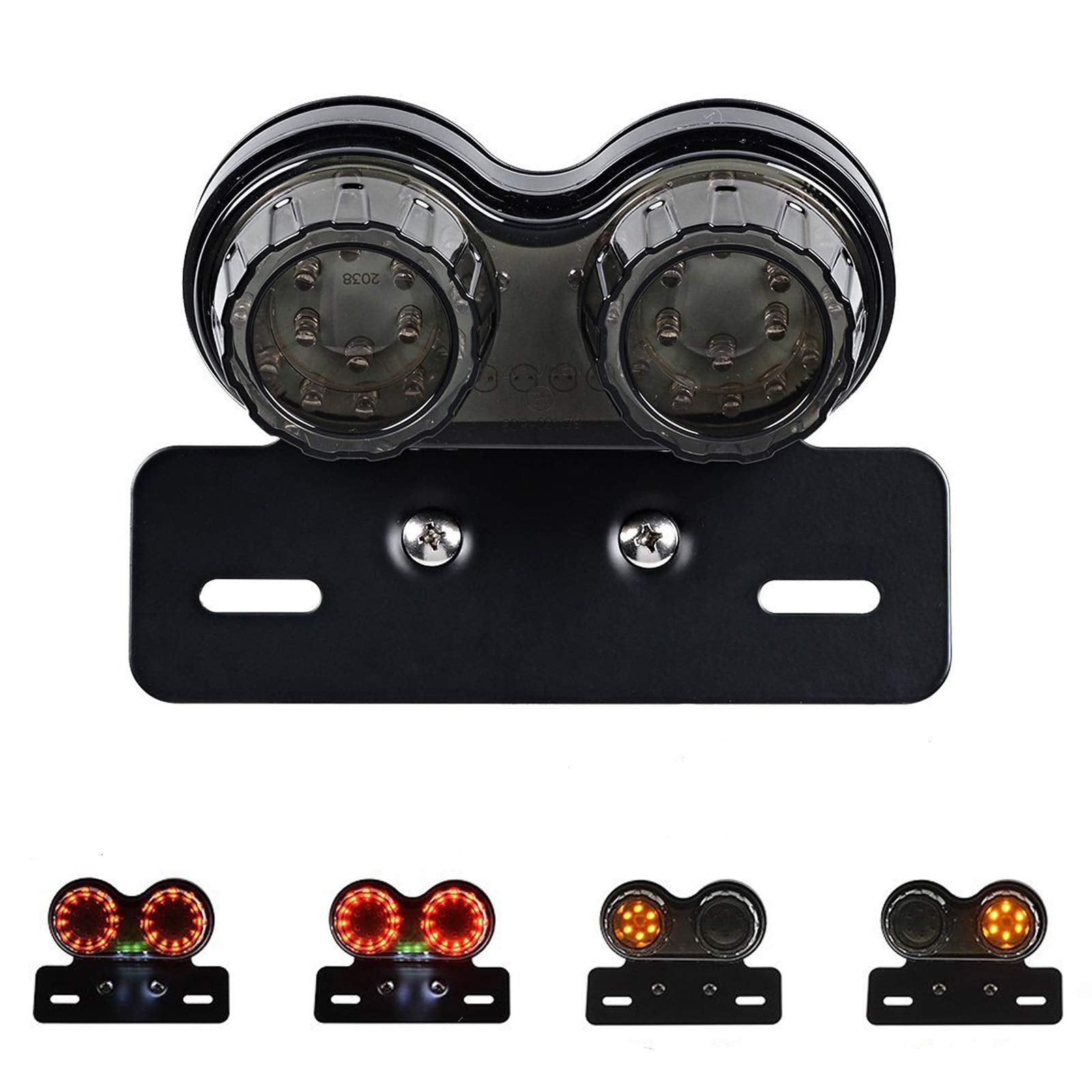 Ankia 40-Led 40W Tail Light Integrated Running Lamp Brake&Turn Signal Light With License Plate Bracket For Harly Motorcycle Street Bike Cruiser Chopper (Black)